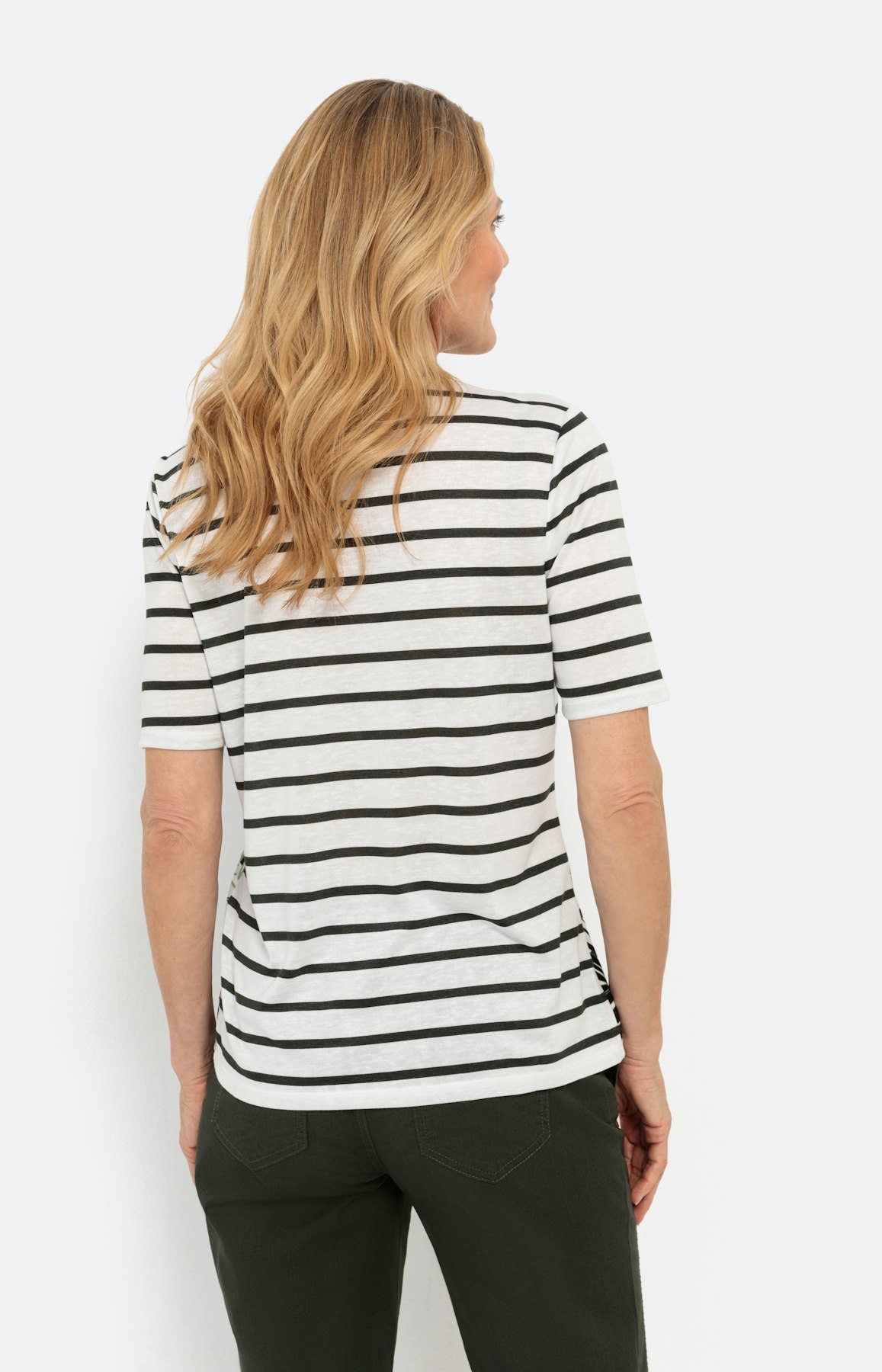 Streepen shirt mit bladeren motief