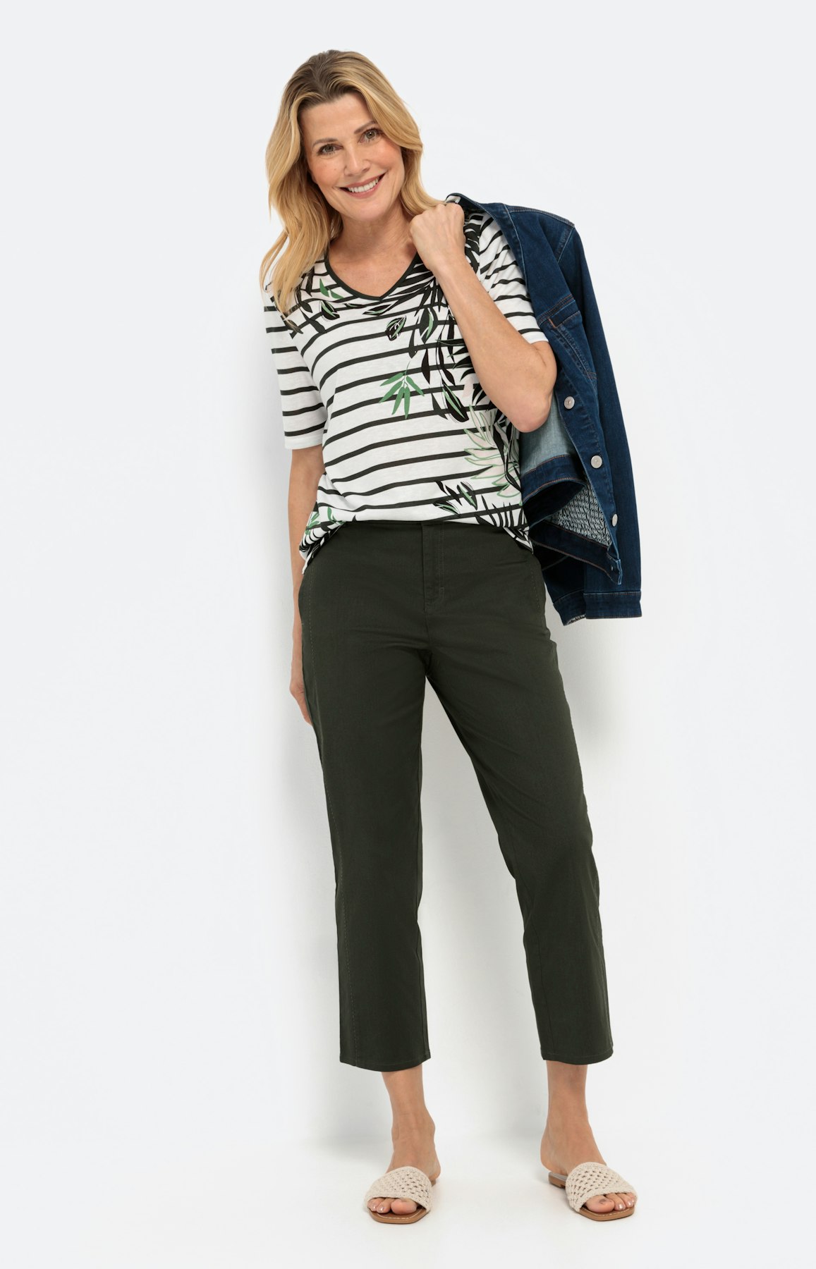 Streepen shirt mit bladeren motief