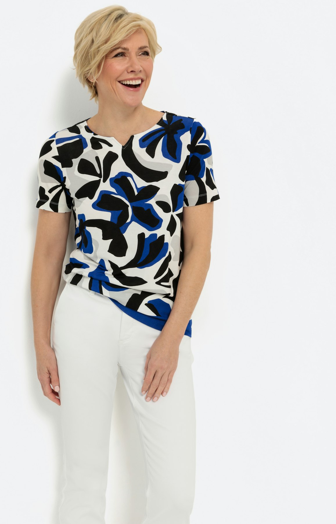 T-shirt met abstracte bloemenprint