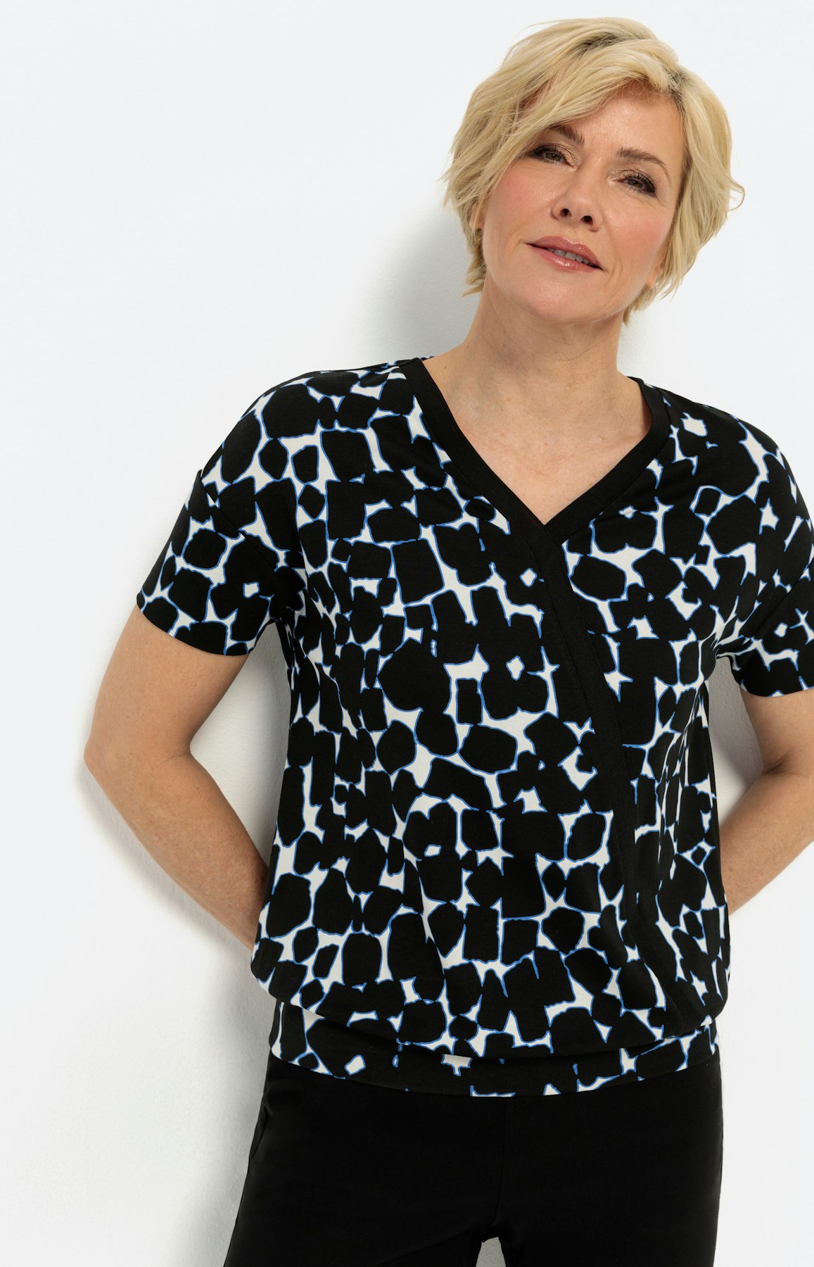 T-shirt met korte mouwen in wikkel-look