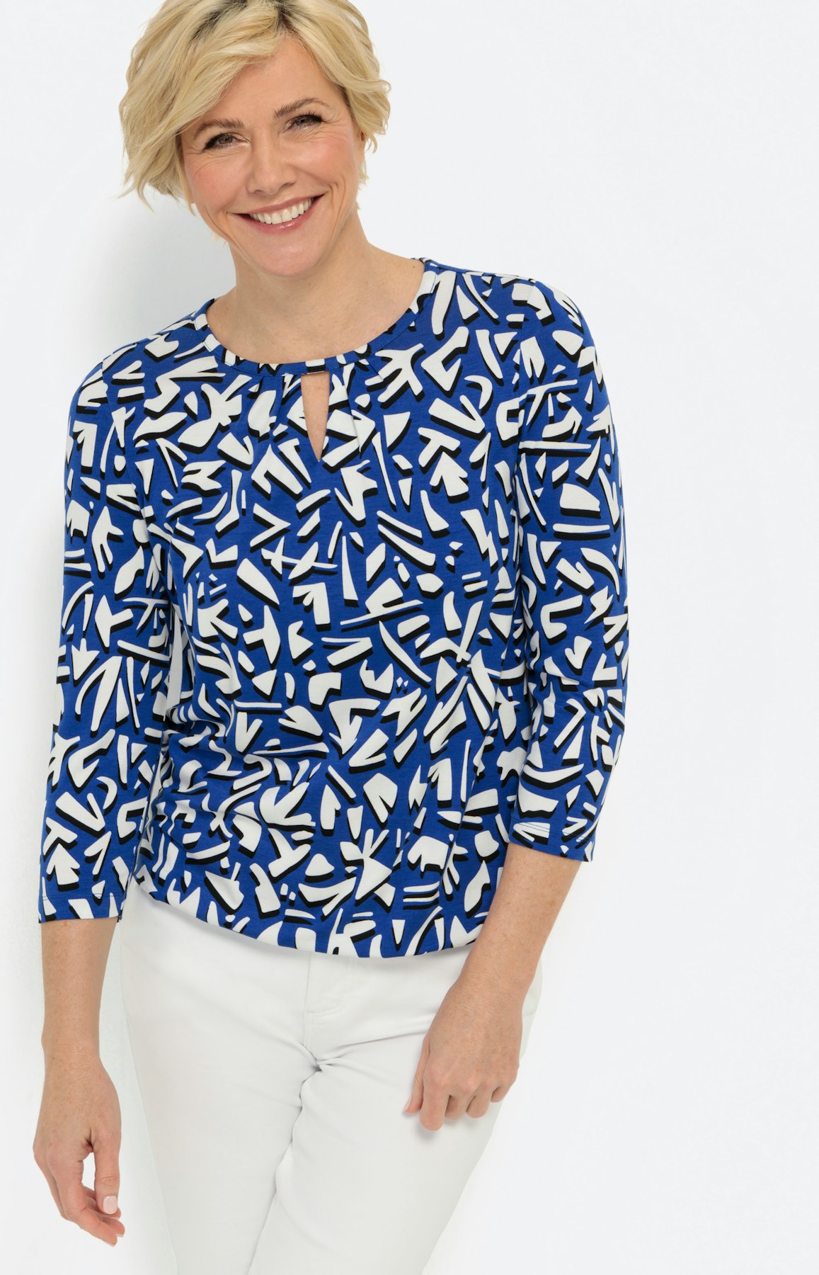 Gedessineerd shirt met 3/4-mouwen