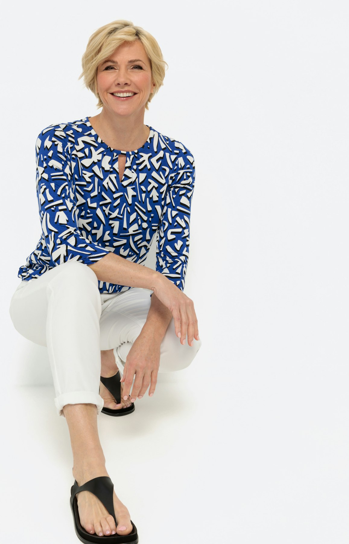 Gedessineerd shirt met 3/4-mouwen