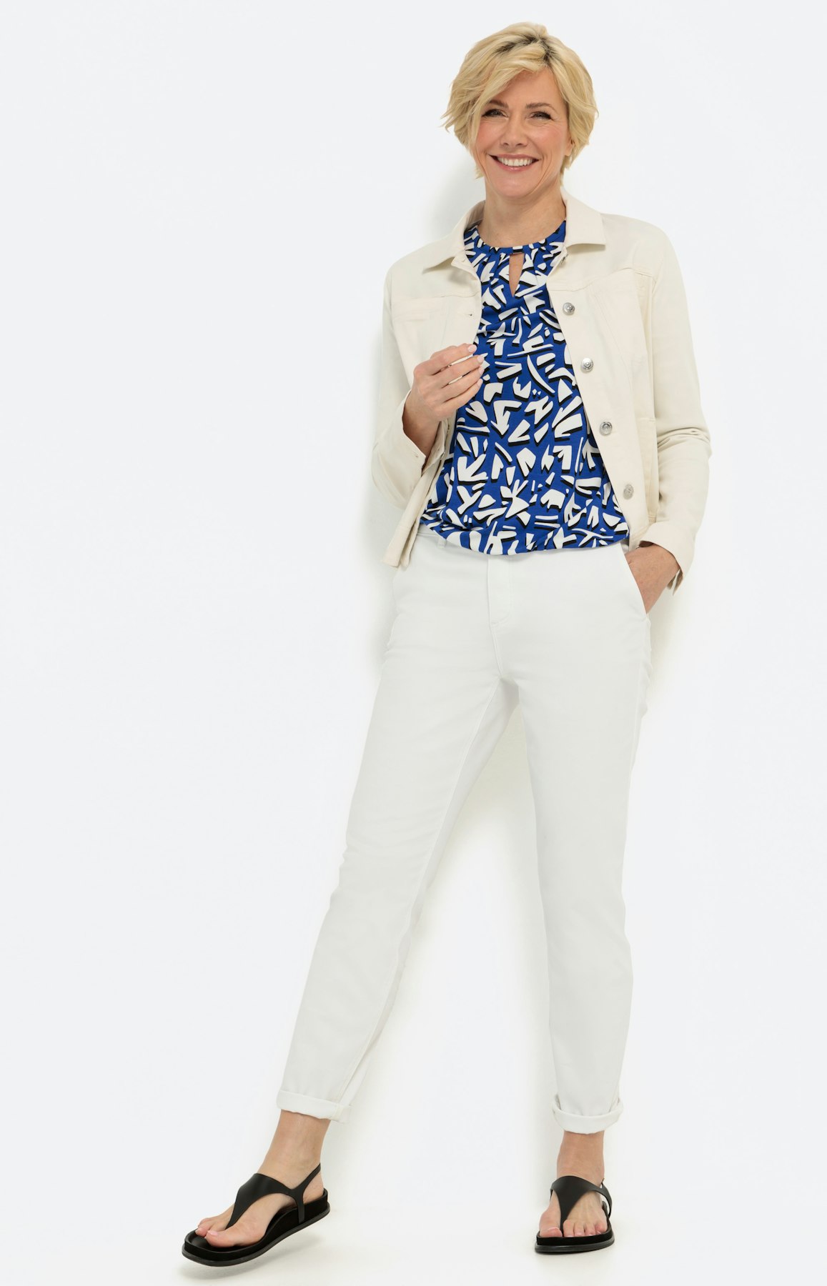 Gedessineerd shirt met 3/4-mouwen