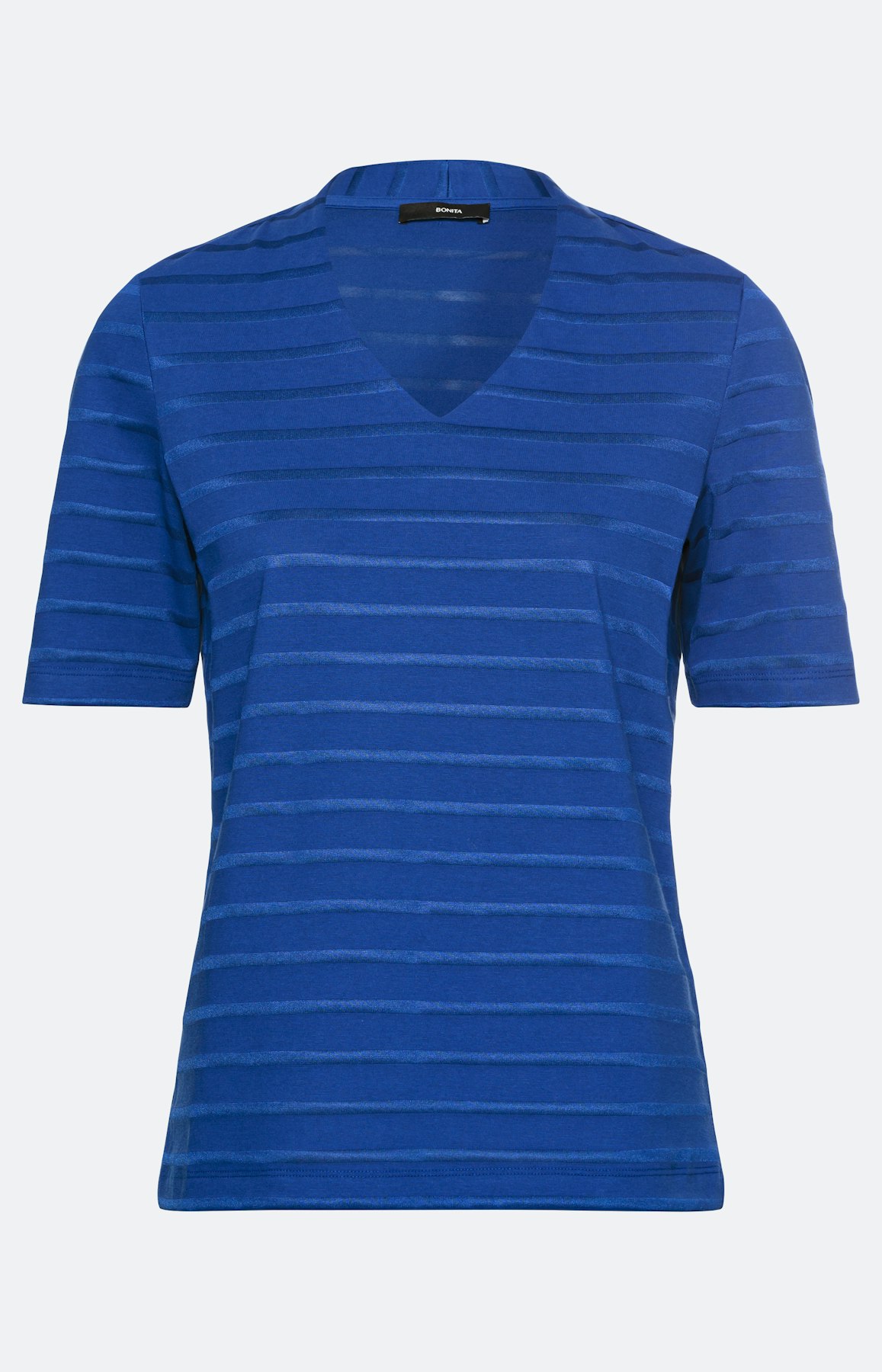 Einfarbiges Shirt mit Streifenstruktur