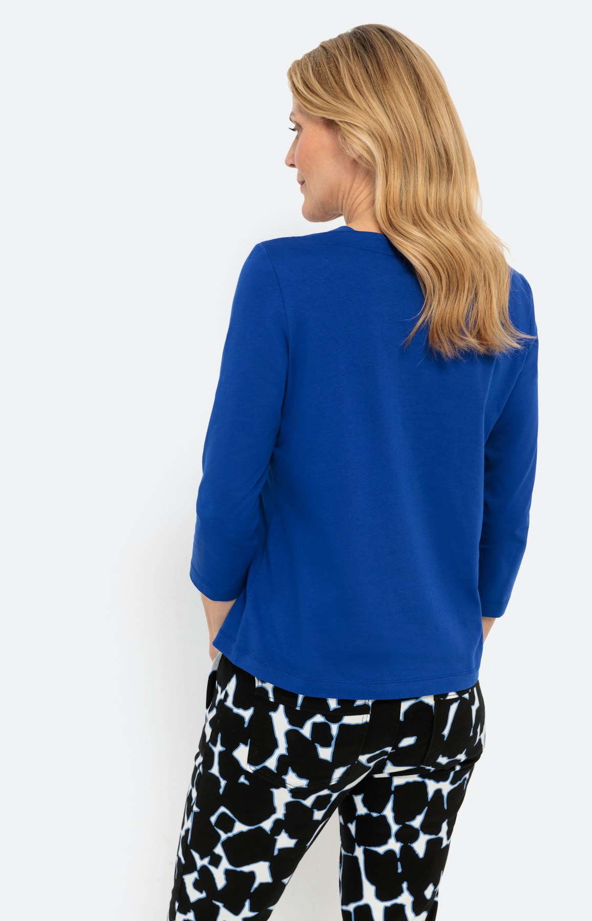 Uni-Shirt mit 3/4-Ärmel und Perlendetail