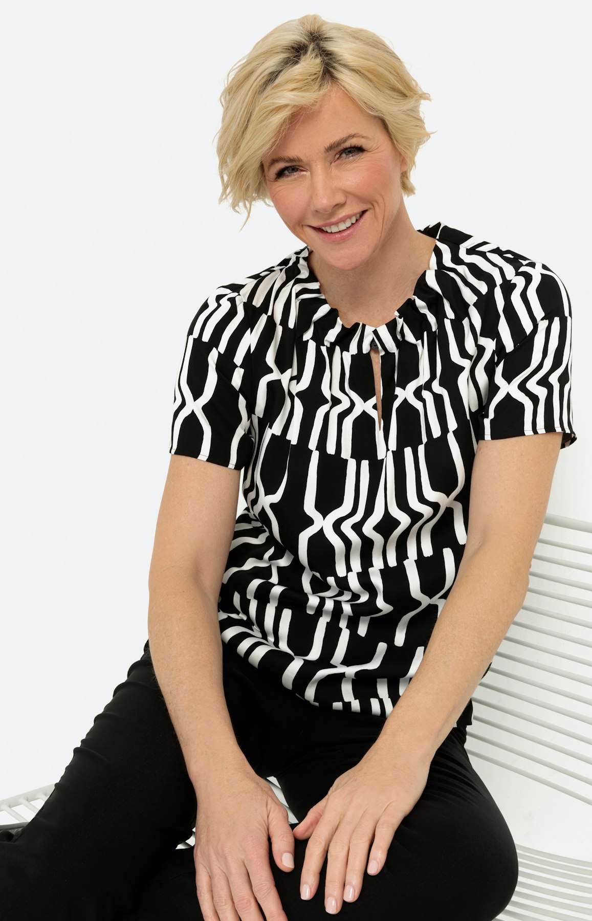 Blouse met korte mouwen en print