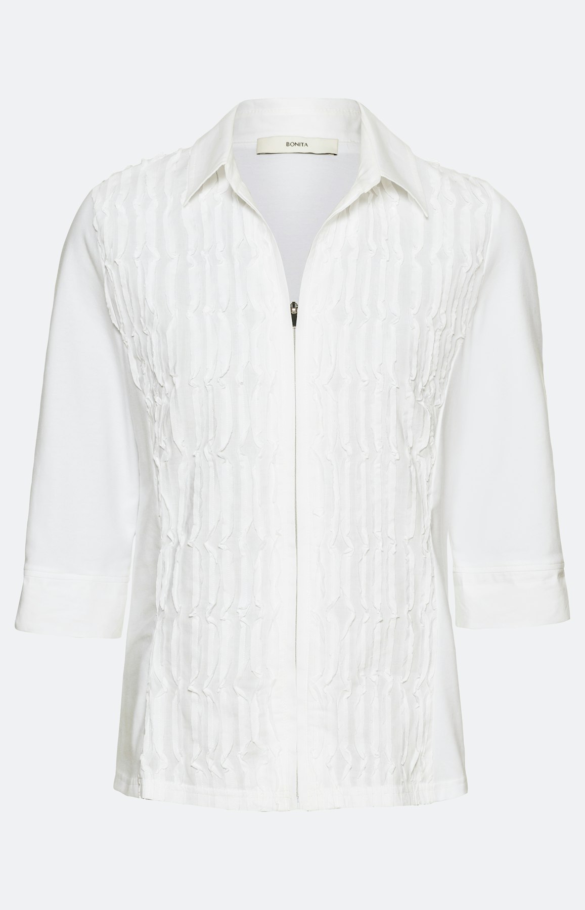 Cotton-blouse met plooien, wit