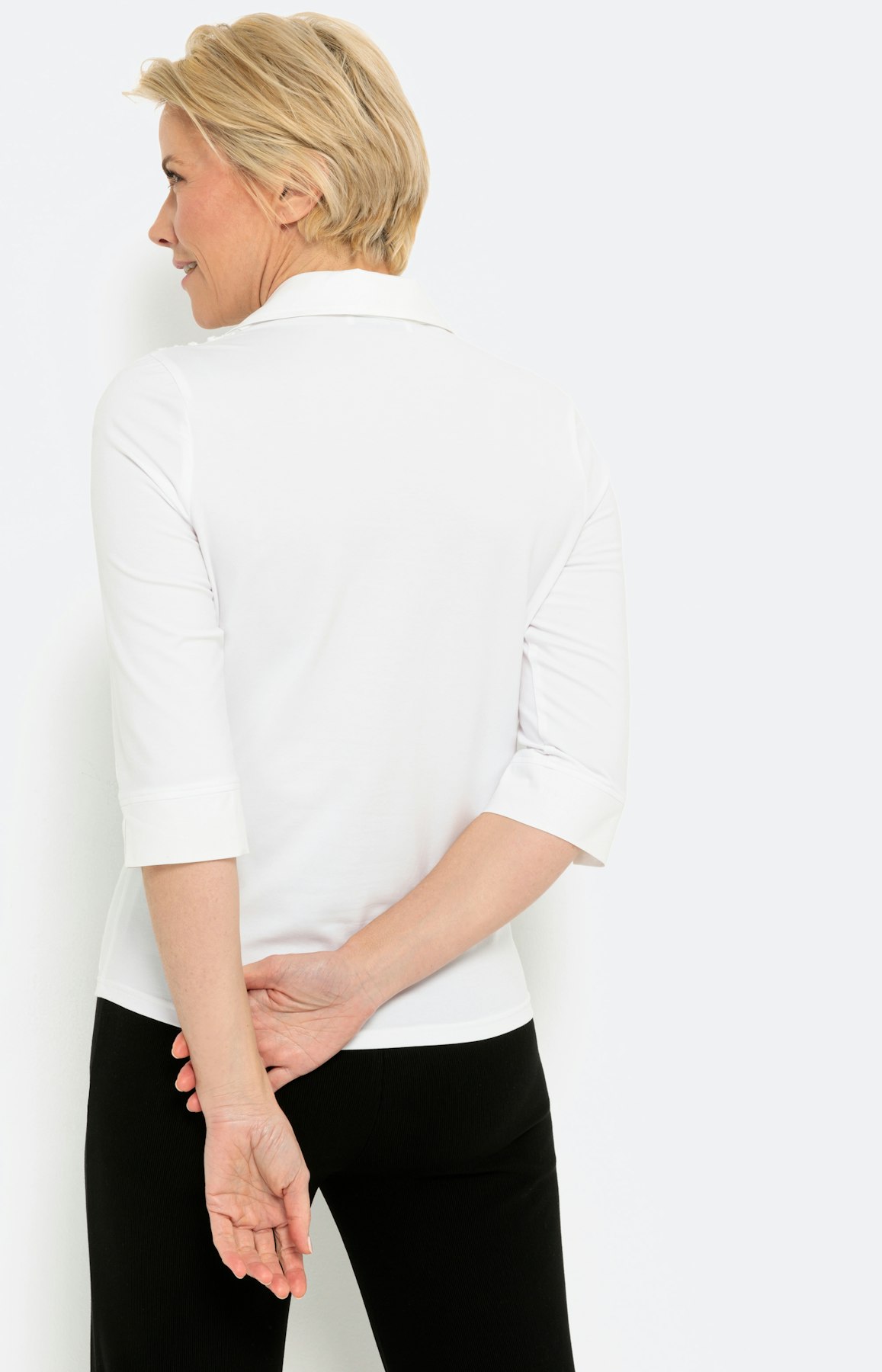 Cotton-blouse met plooien, wit