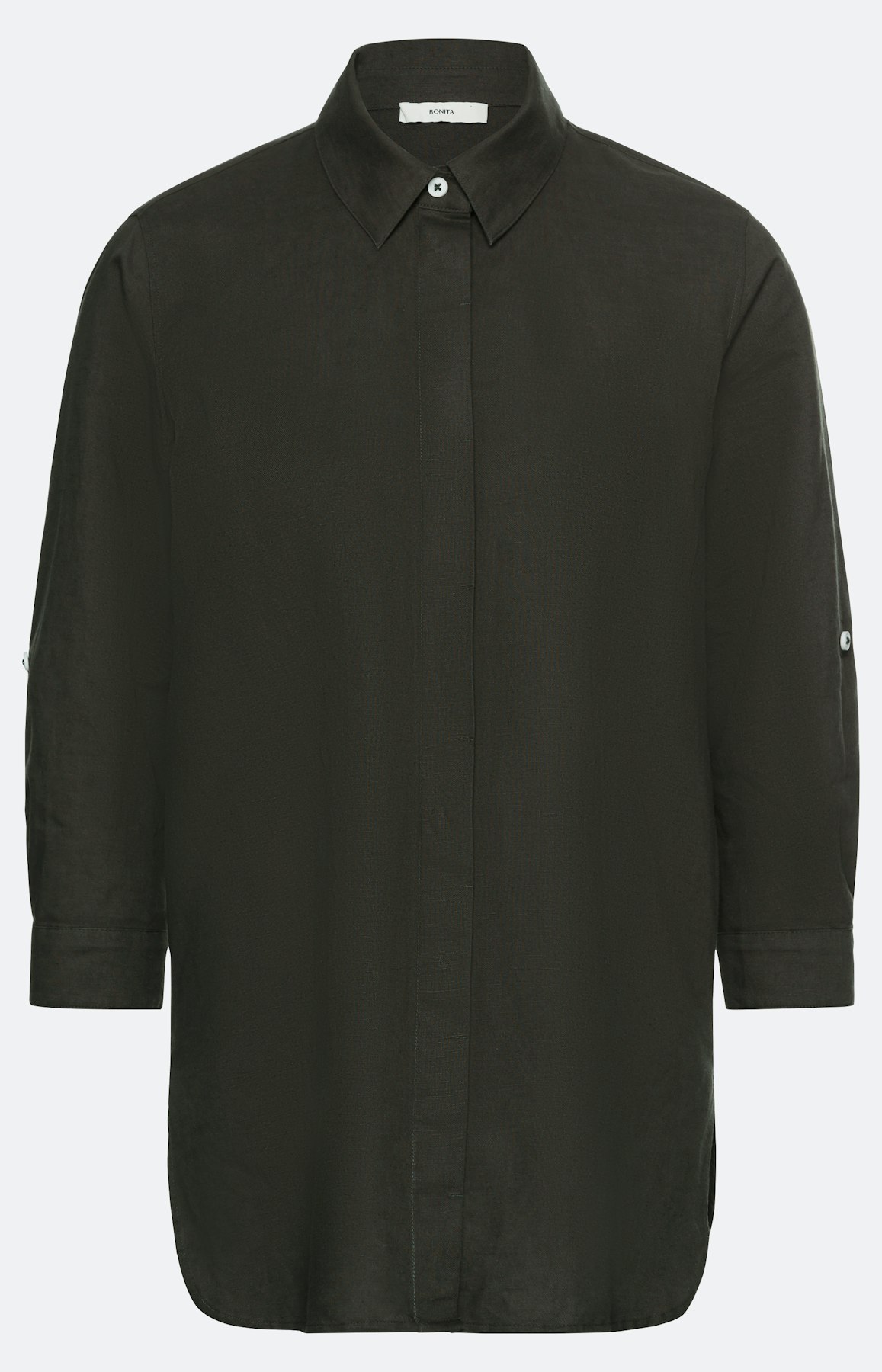 Linnen mix overhemd blouse, olive