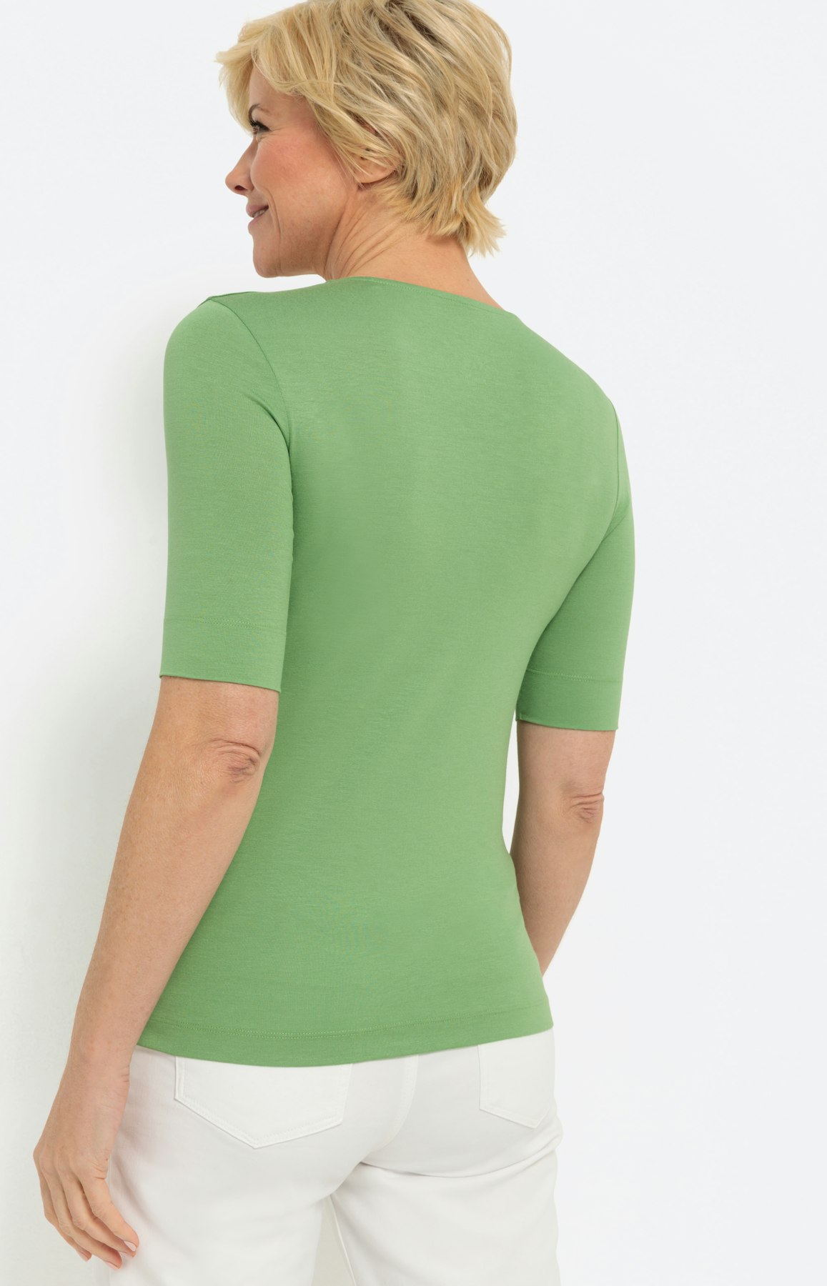 Basic T-Shirt mit V-Ausschnitt, grün