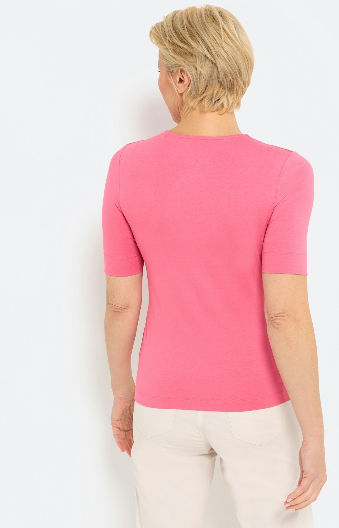 Basic Tshirt met V-hals, roze