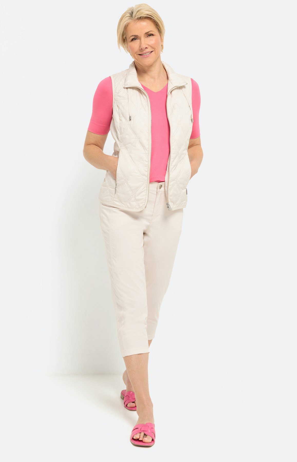 Basic Tshirt met V-hals, roze