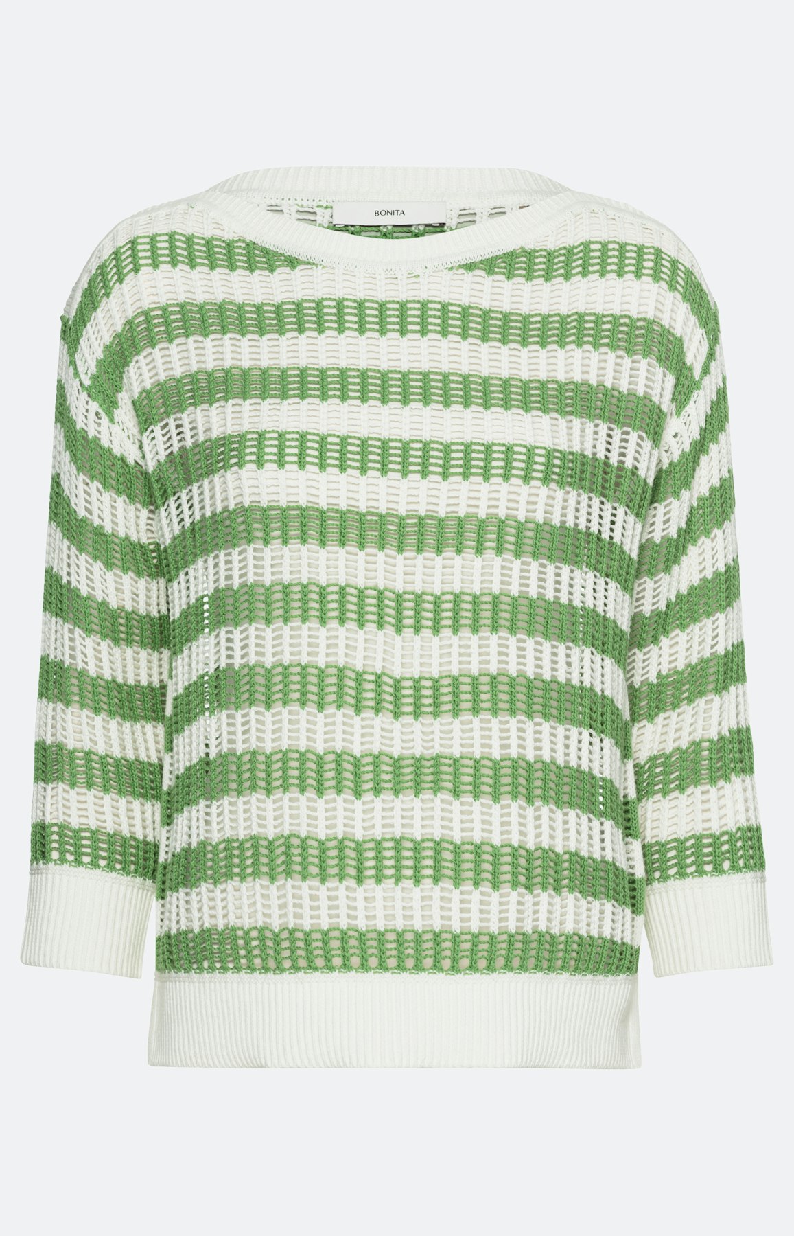 Cotton trui met strepen, groen