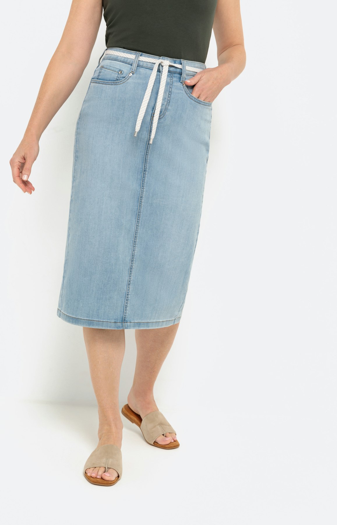 Midi jeansrok, bleached