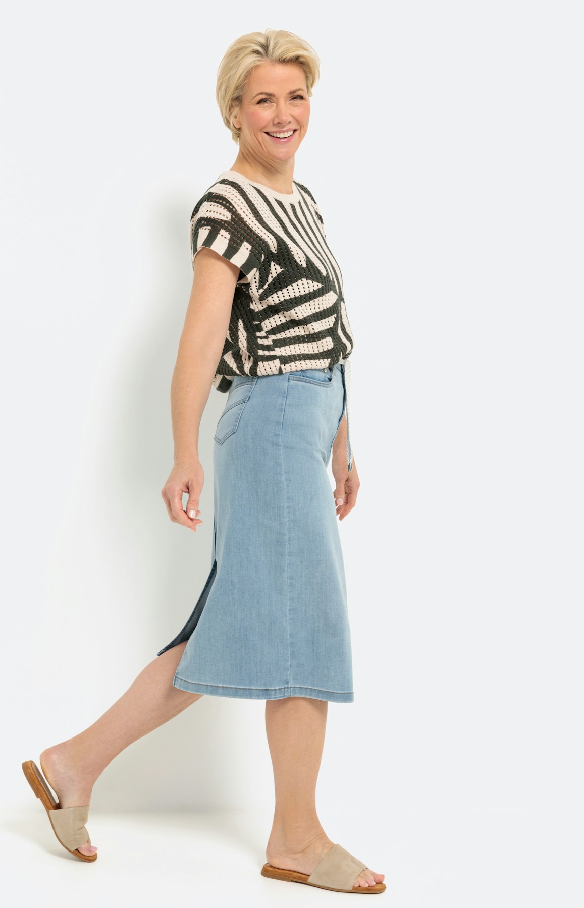 Midi jeansrok, bleached