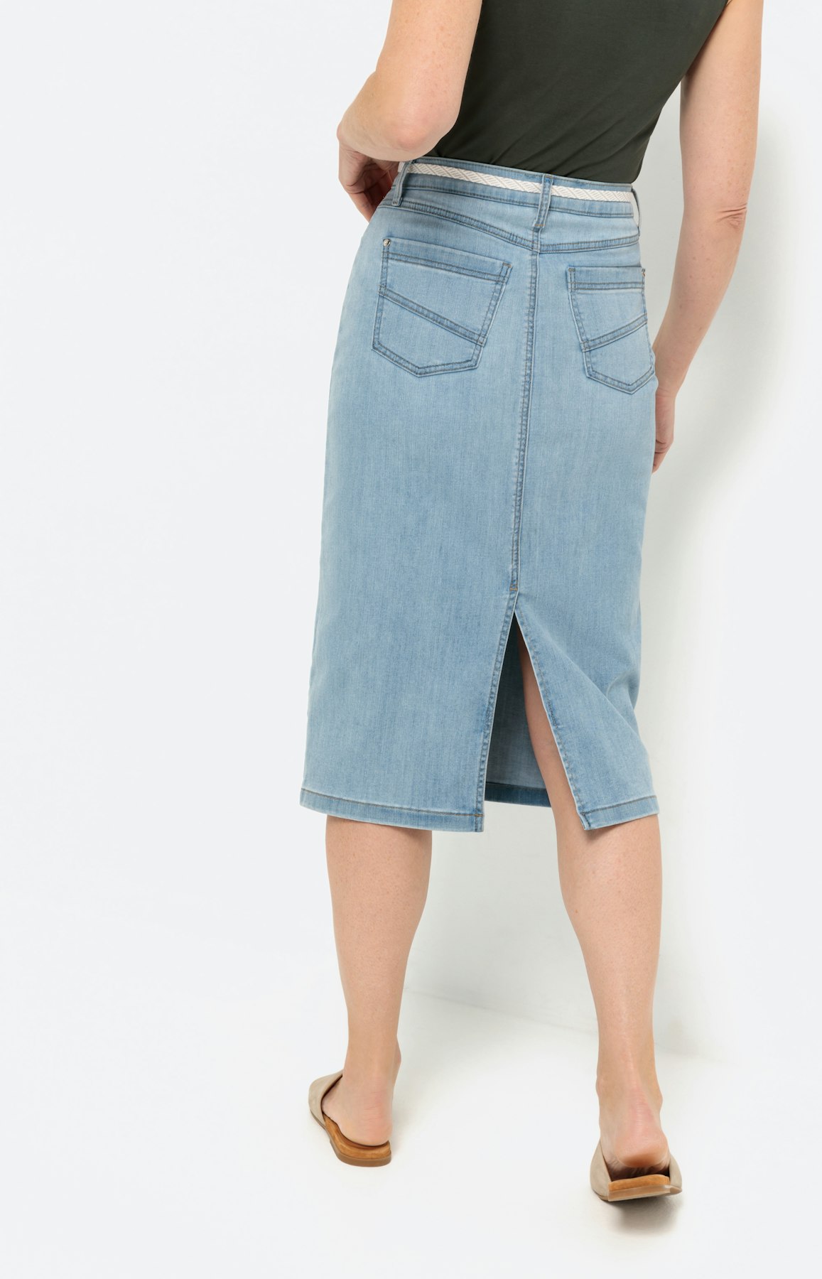 Midi jeansrok, bleached
