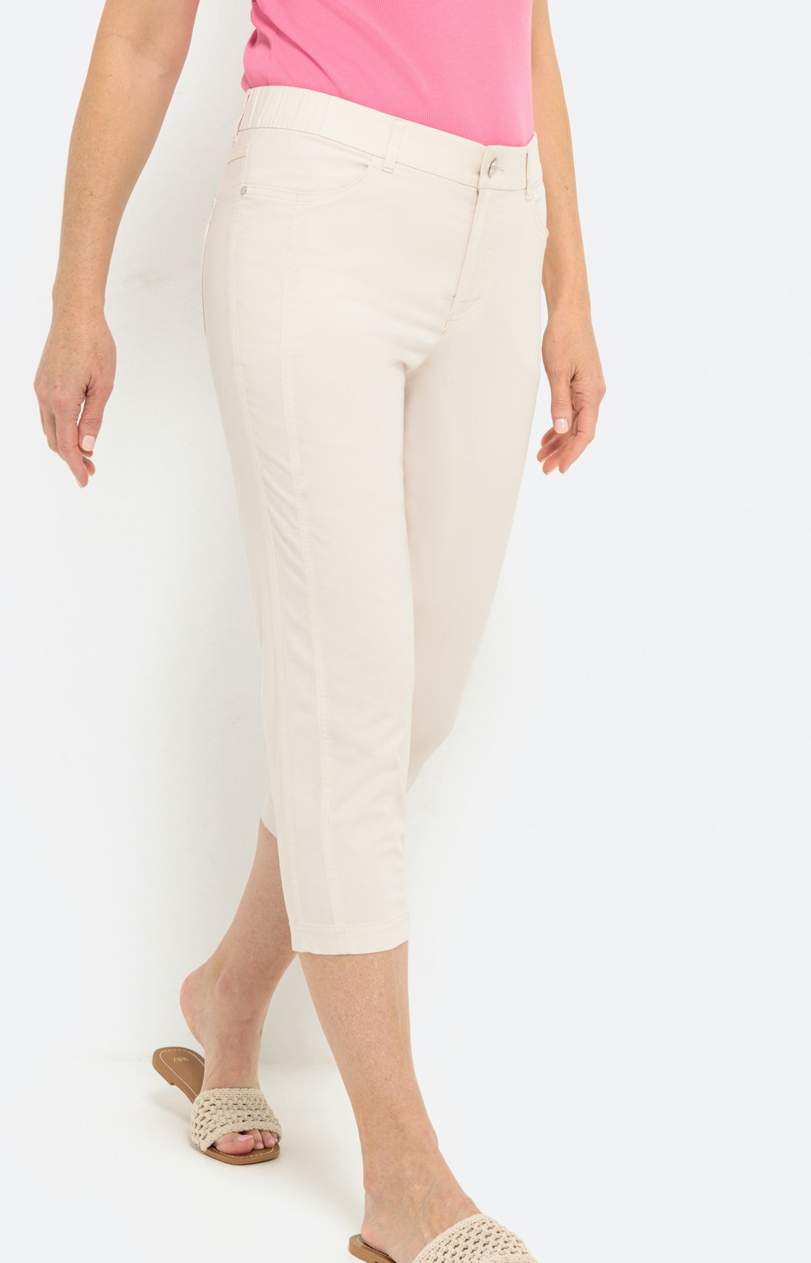 Caprihose aus Papertouch, beige