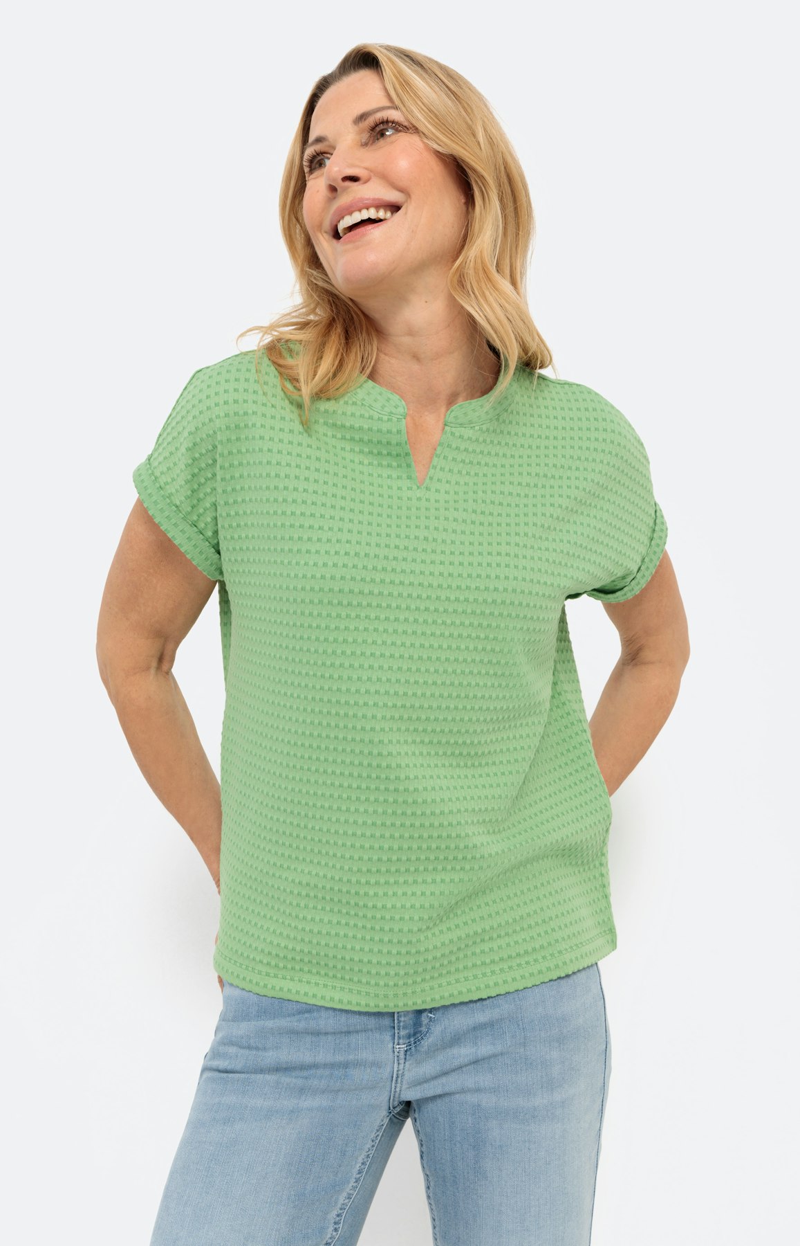 Shirt uni met structuur, groen