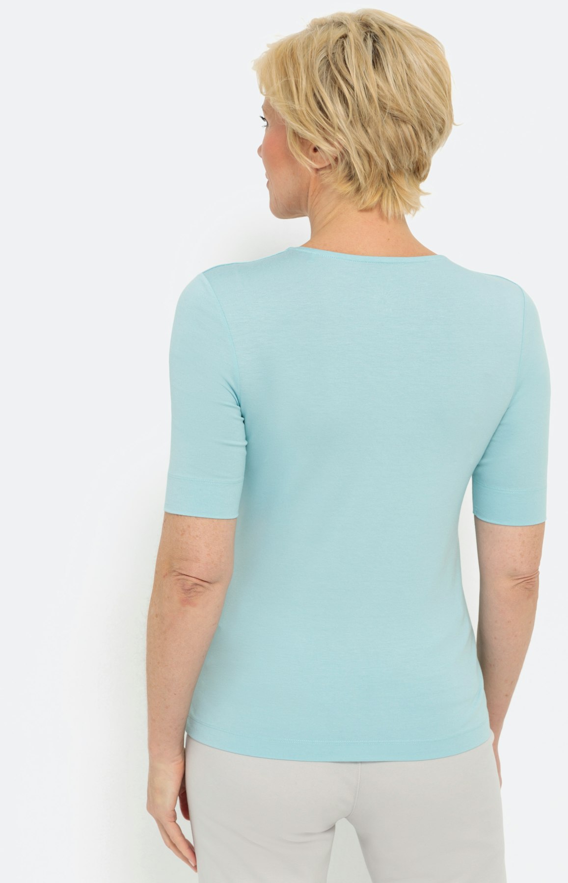 Basis Shirt mit V-Ausschnitt, türkis