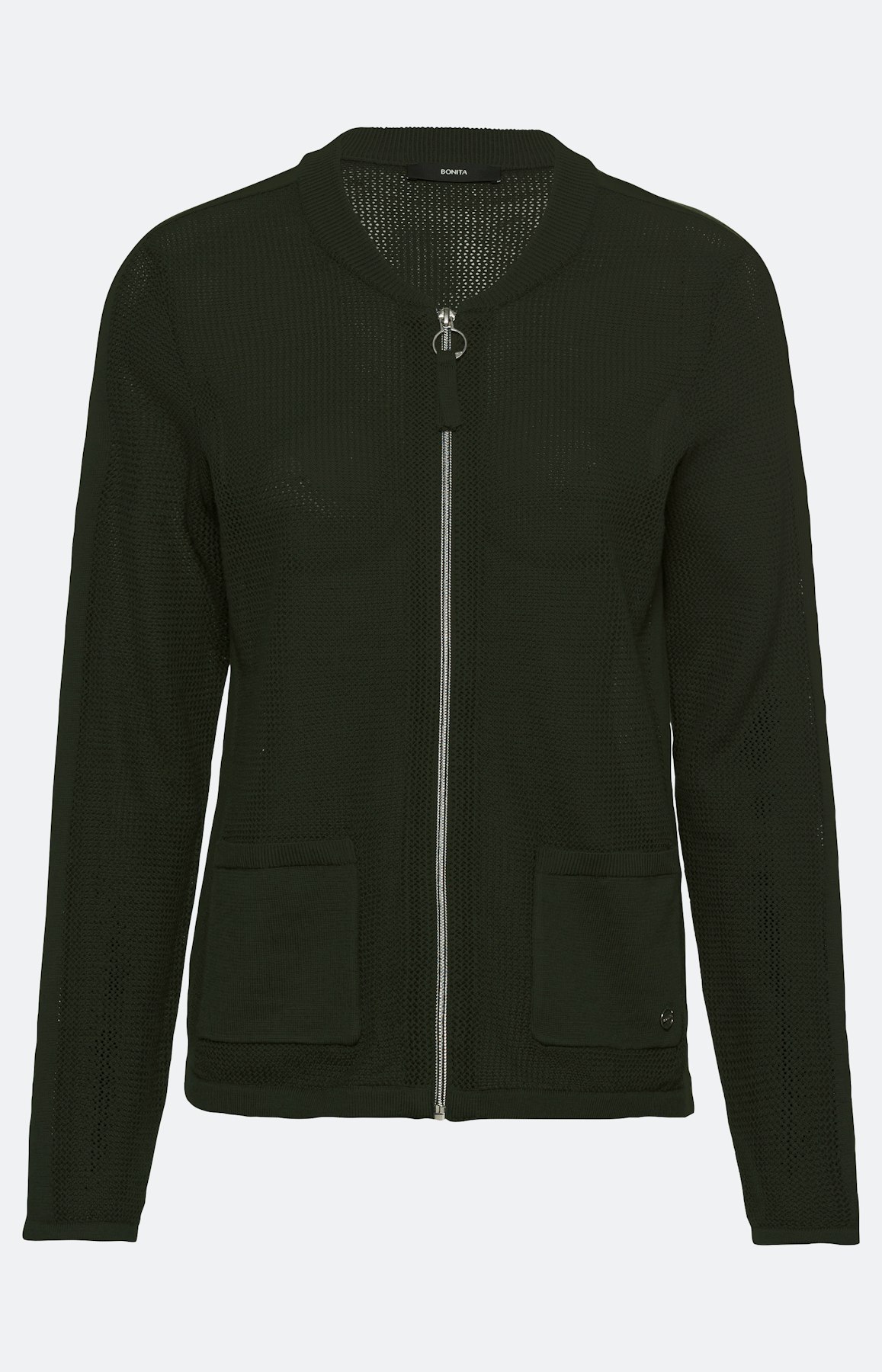 Strickjacke mit Zipper und Taschen