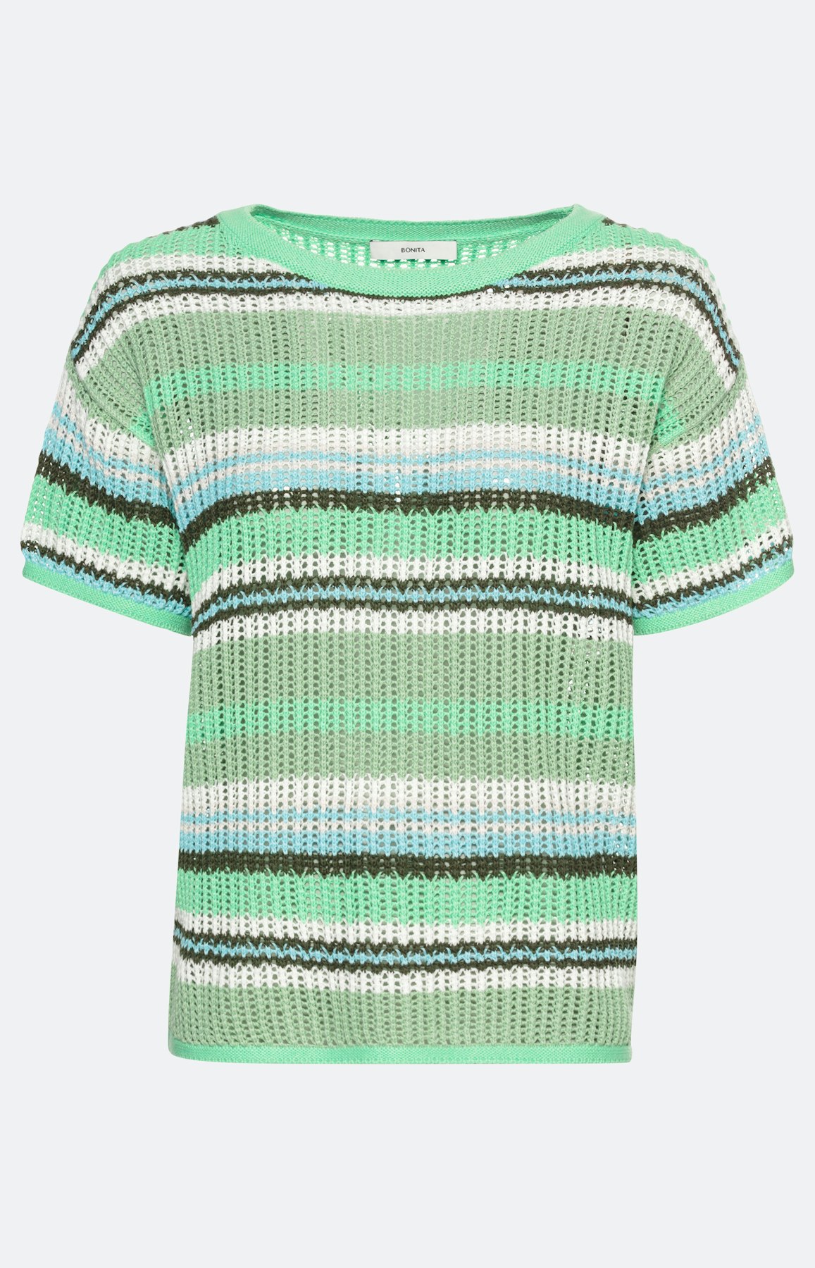 Streifen 1/2 Arm Pullover, maigrün