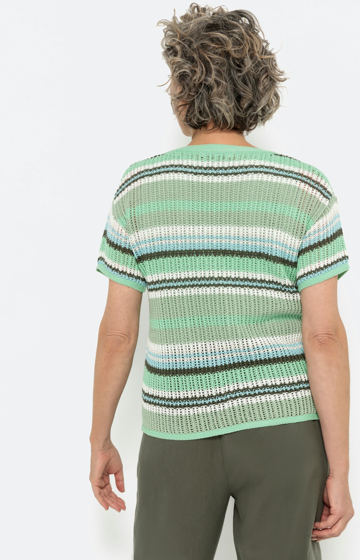 Streifen 1/2 Arm Pullover, maigrün