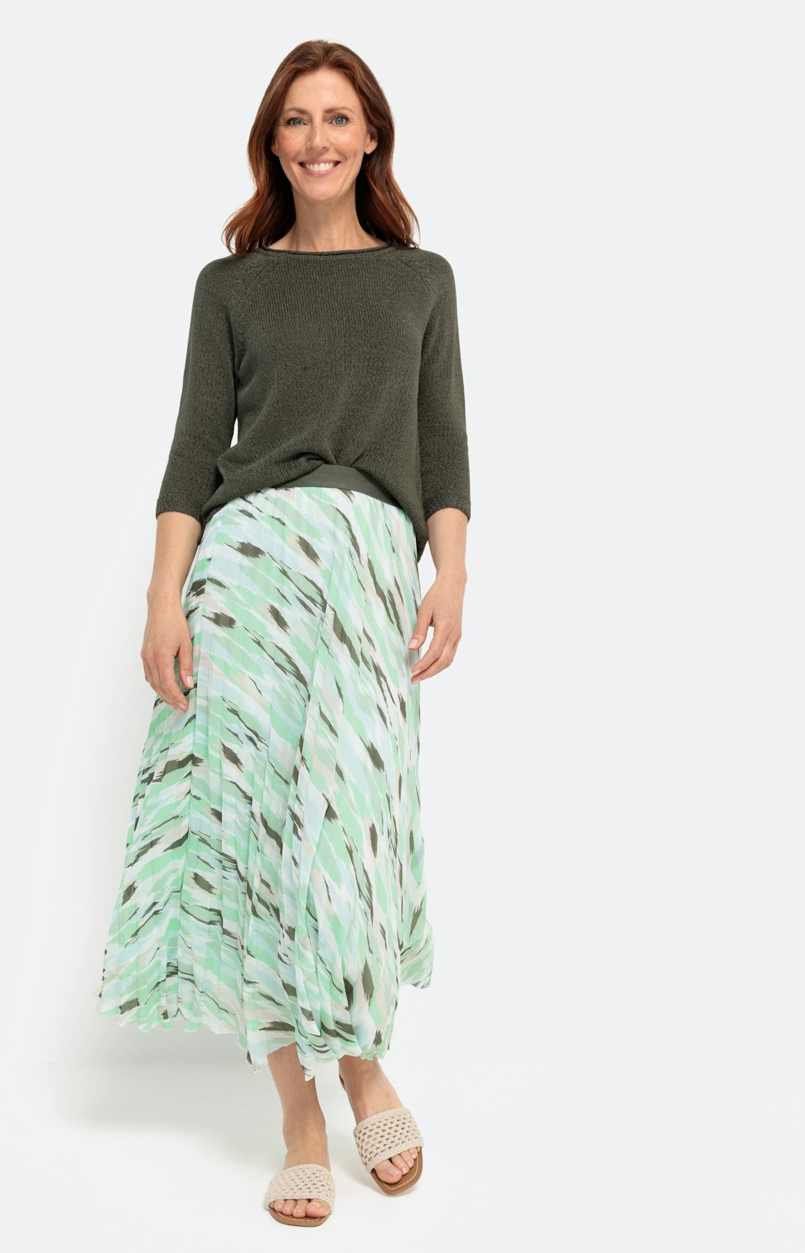 Pullover mit 3/4-Raglanärmel, uni khaki