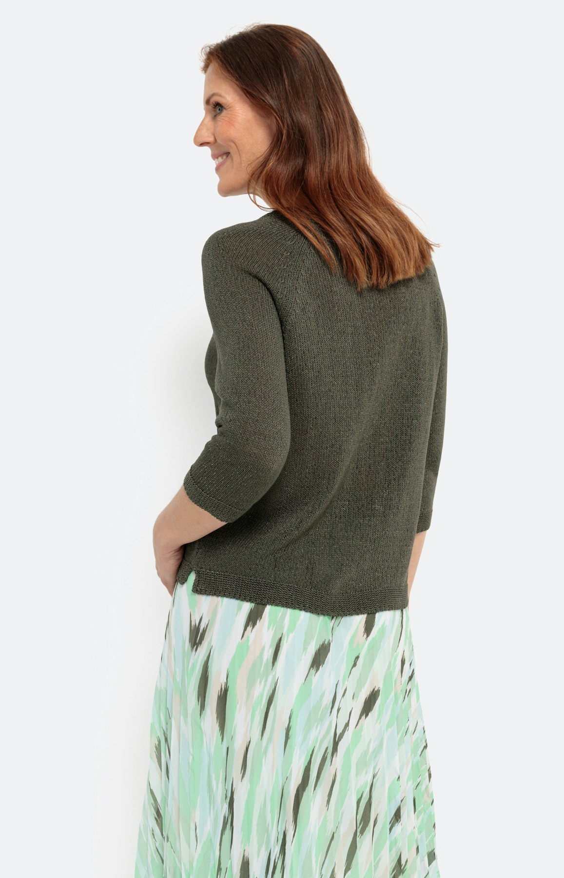 Pullover mit 3/4-Raglanärmel, uni khaki