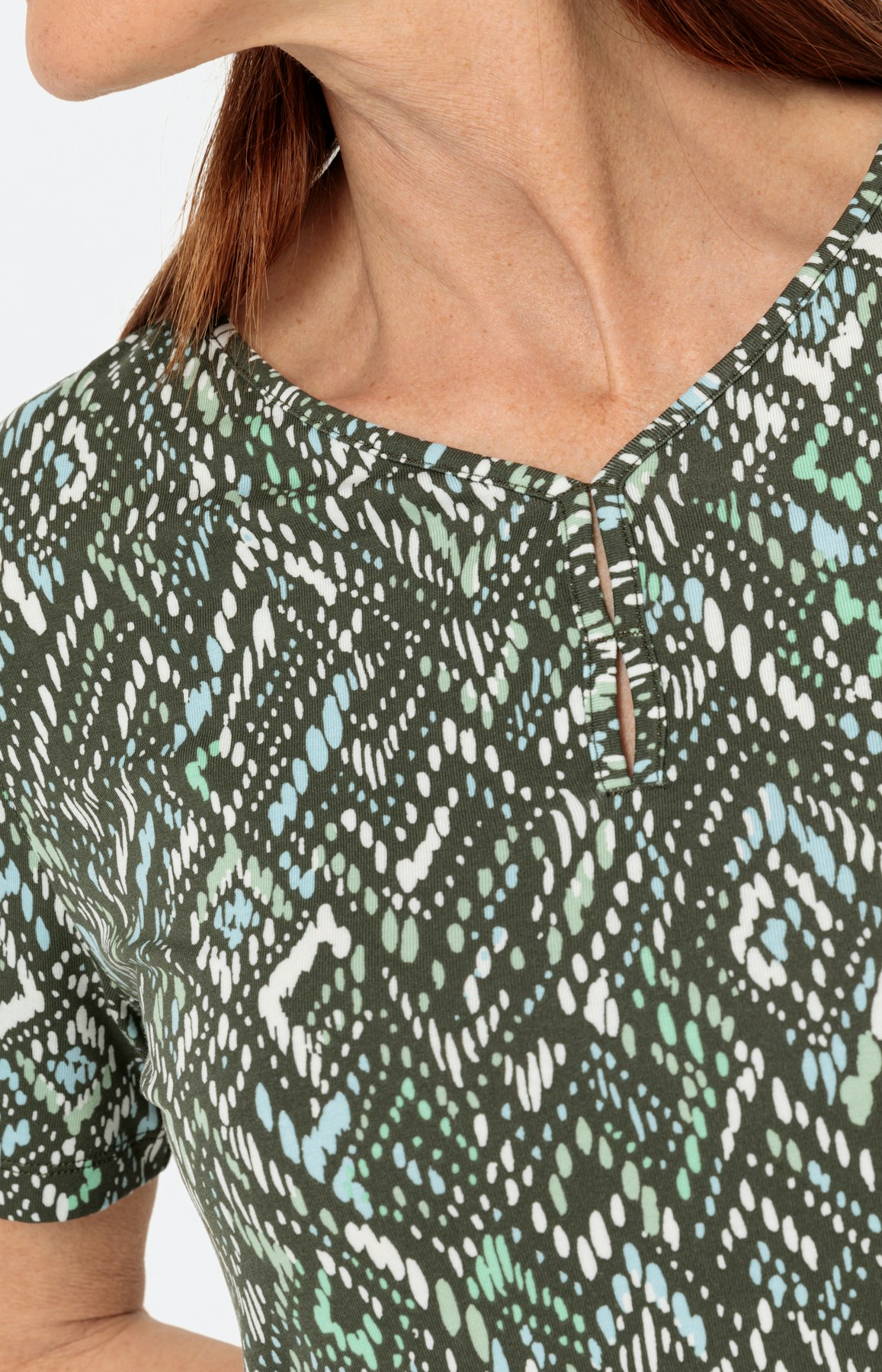 Viscose t-shirt met print, khaki