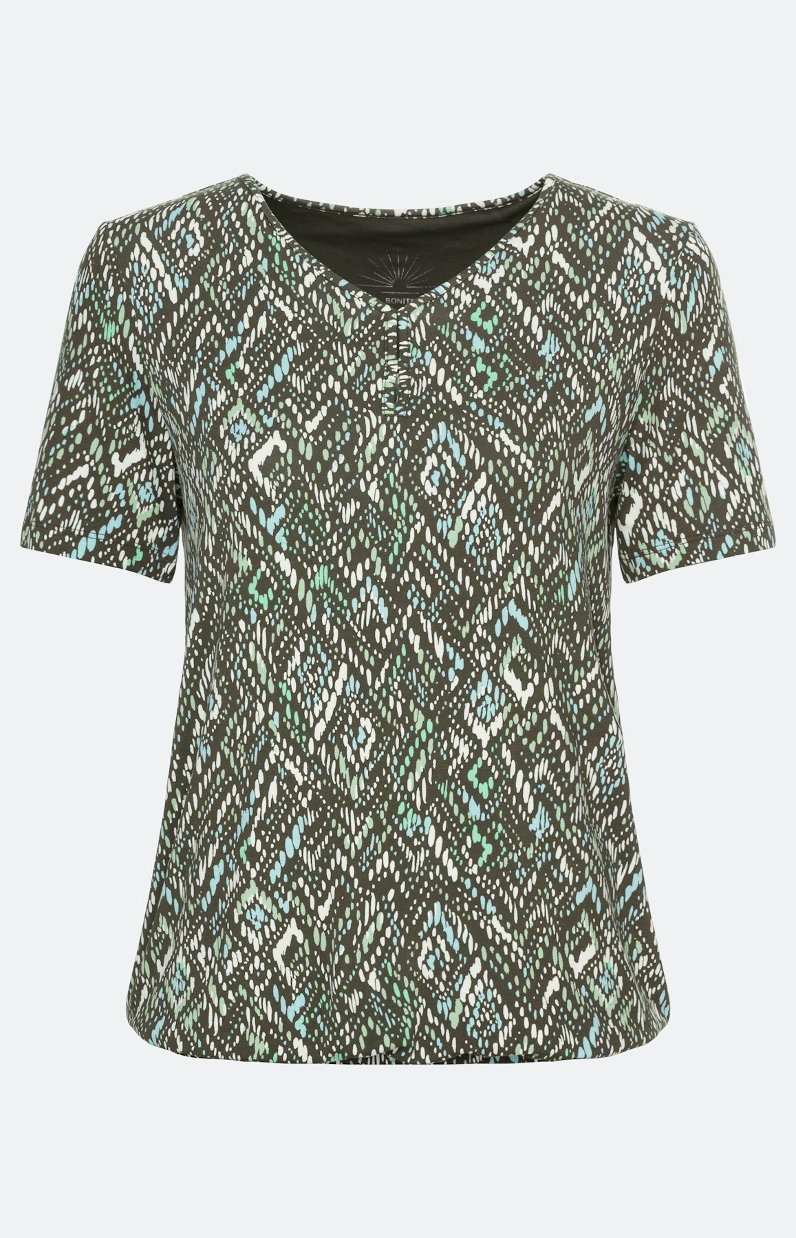 Viscose t-shirt met print, khaki