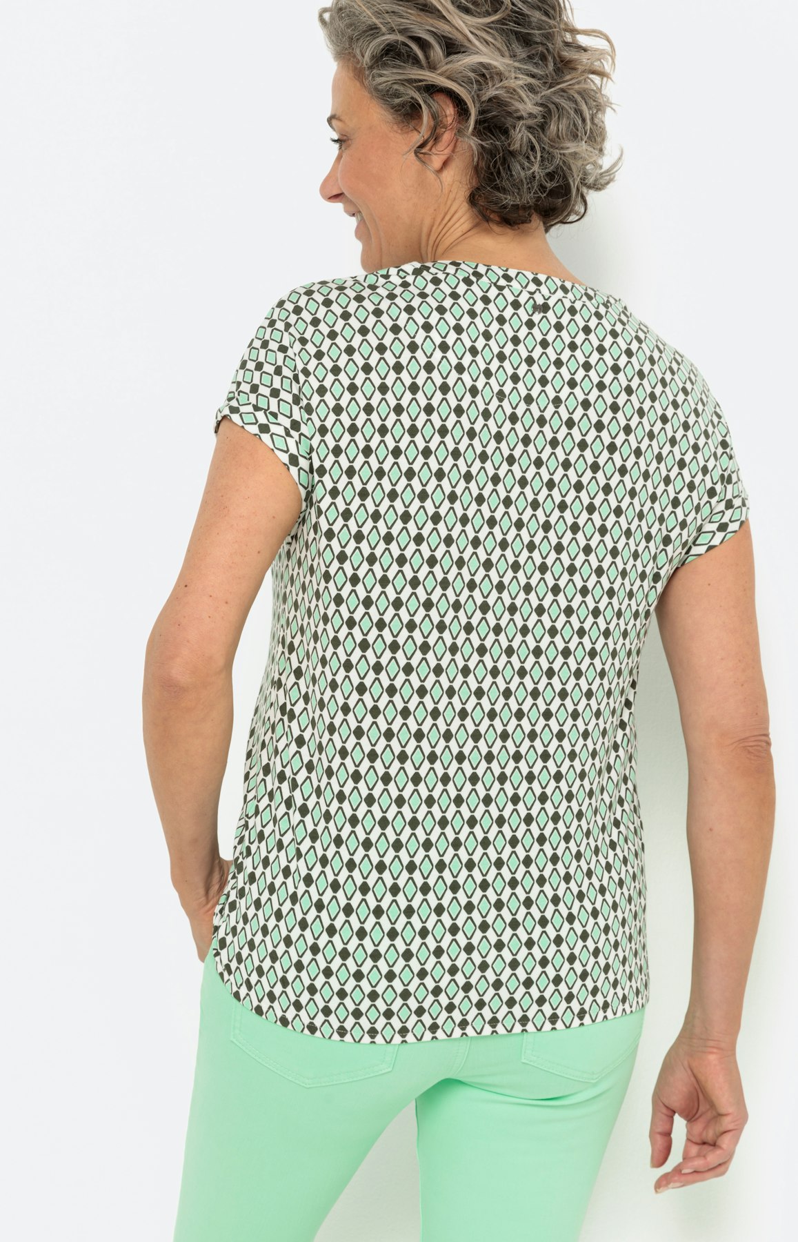 T-shirt met minimal-motief, khaki groen