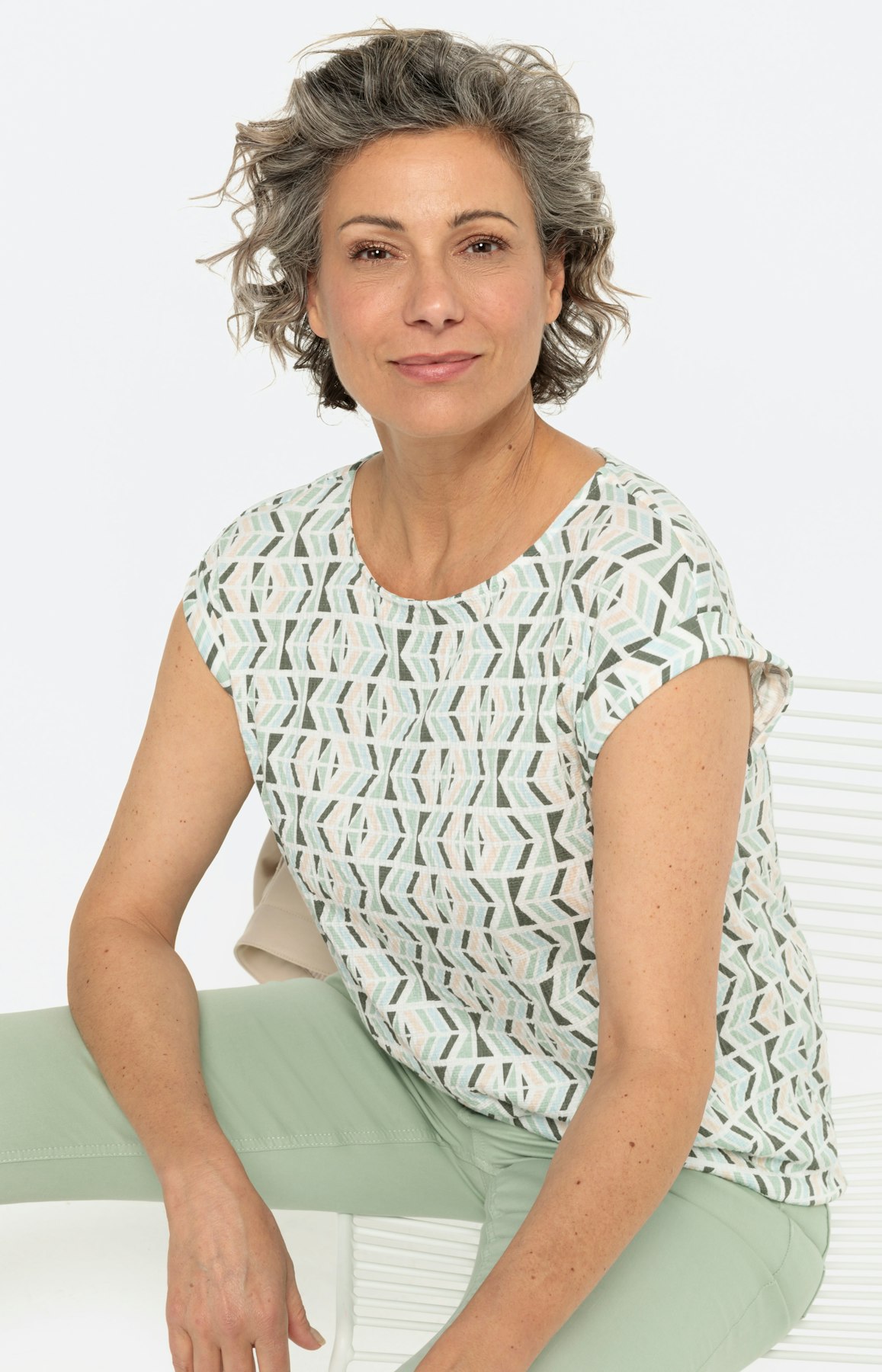 T-shirt met allover print, groen