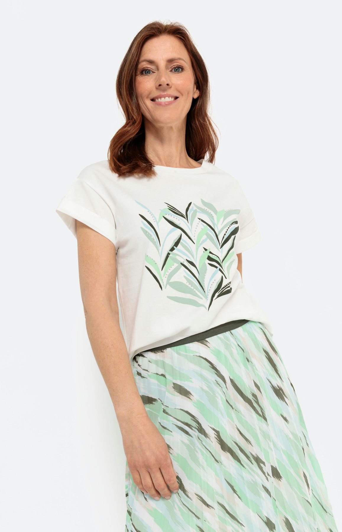 T-Shirt mit Frontprint, Cotton, weiß