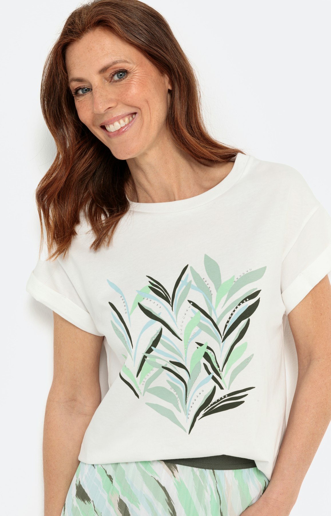 T-Shirt mit Frontprint, Cotton, weiß