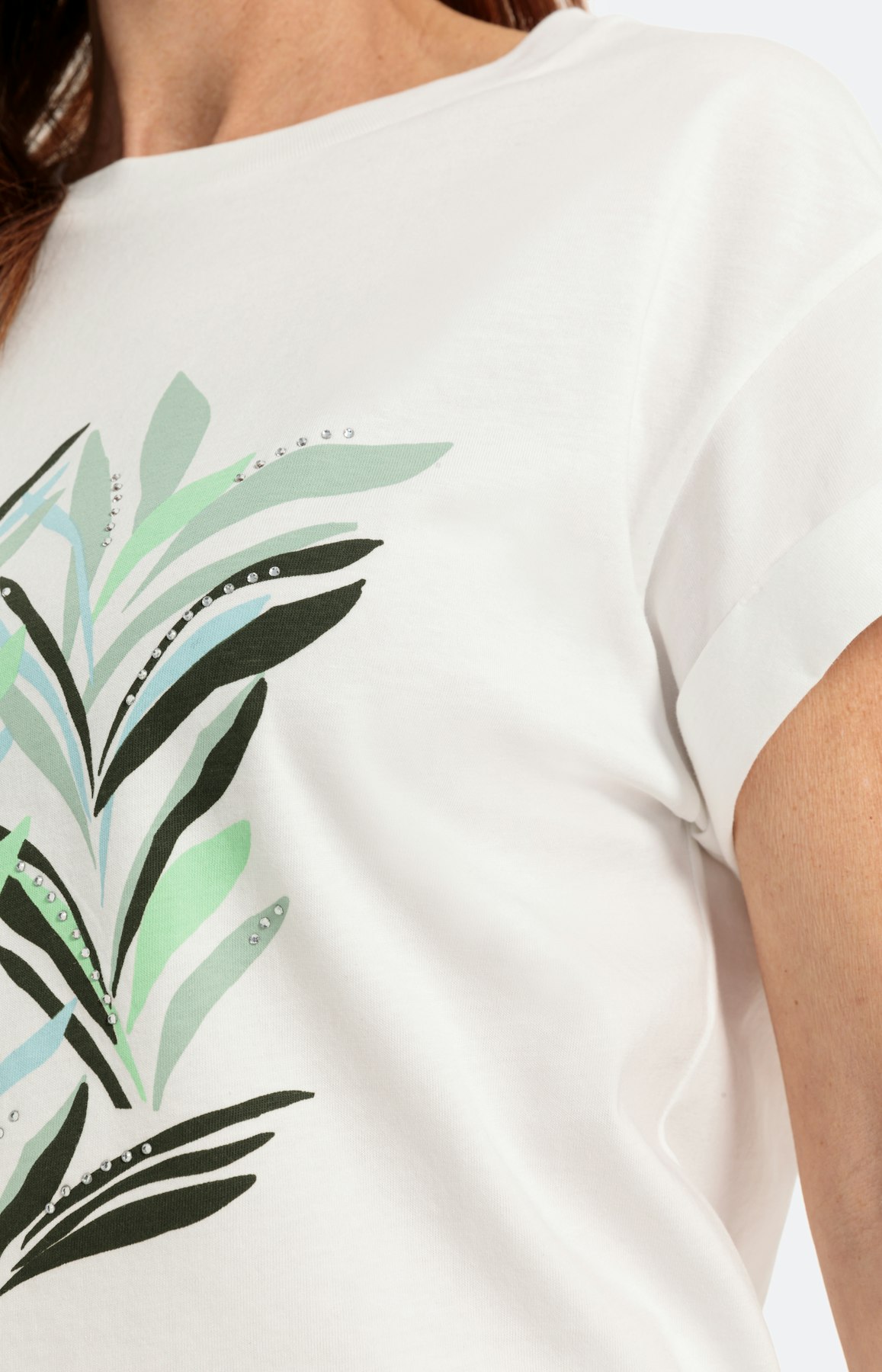 T-Shirt mit Frontprint, Cotton, weiß