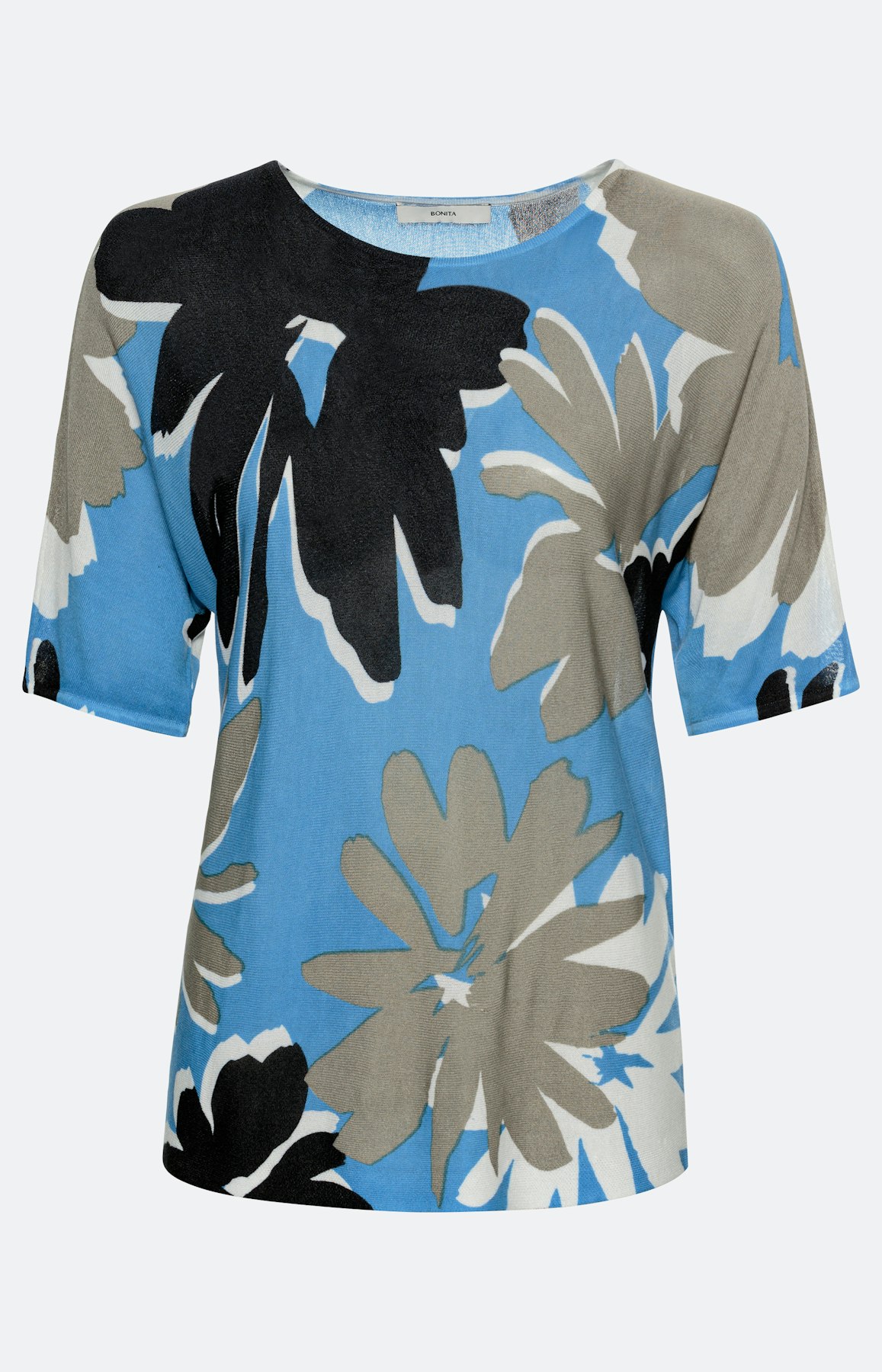 1/2 mouw Trui met bloemenprint, aqua