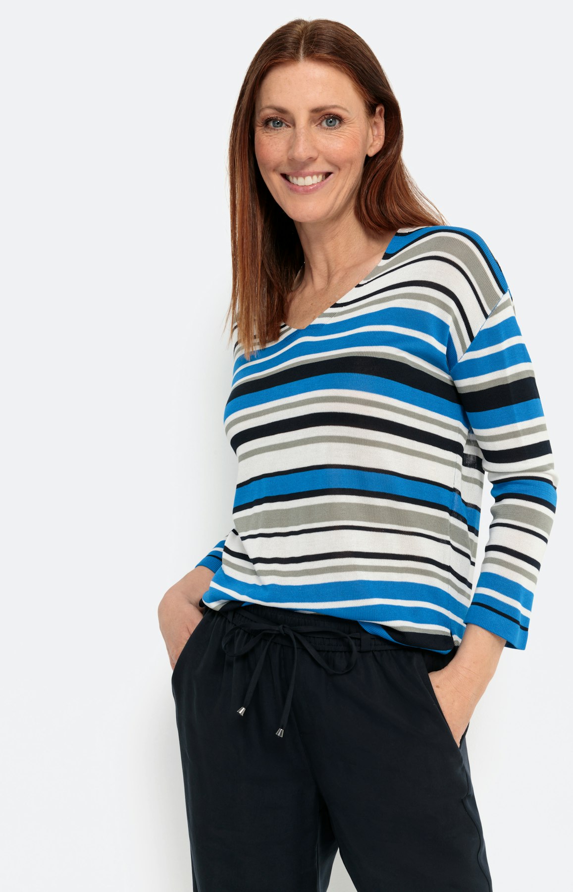 Pullover mit Streifen, blau weiß