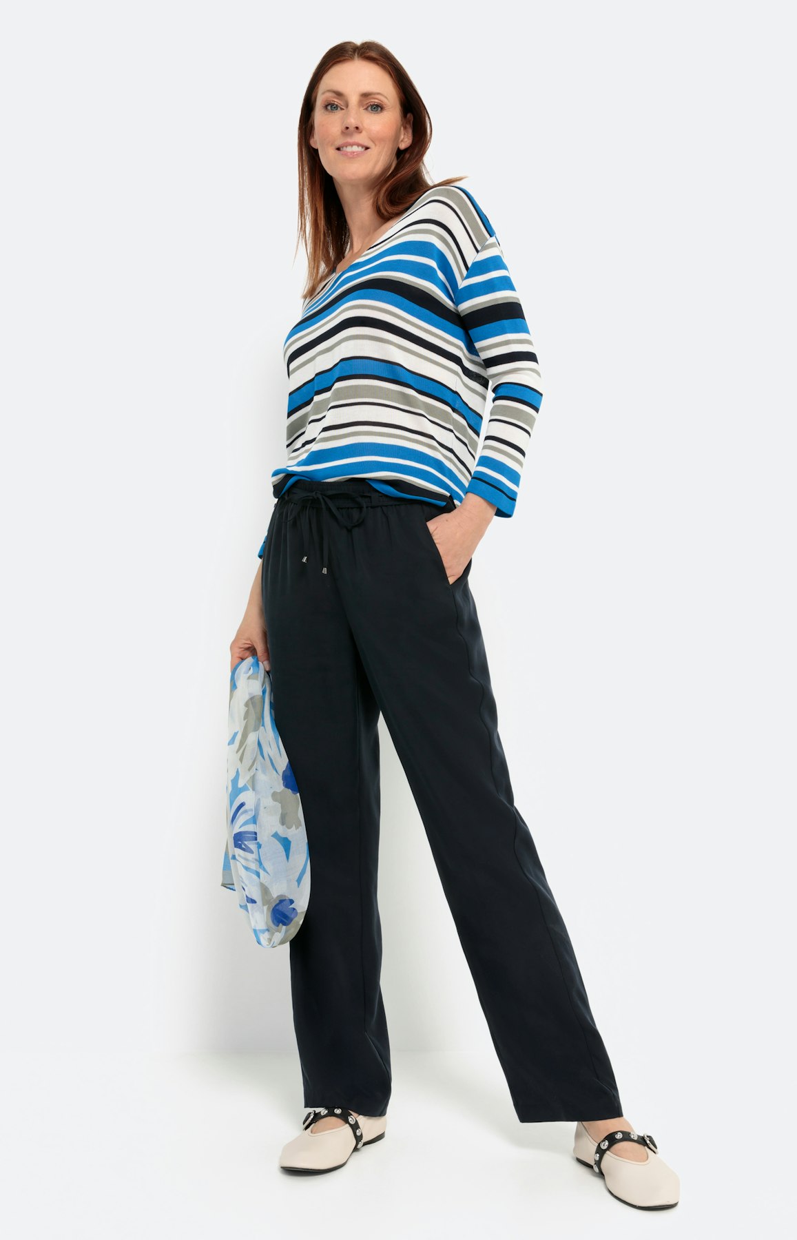 Pullover mit Streifen, blau weiß