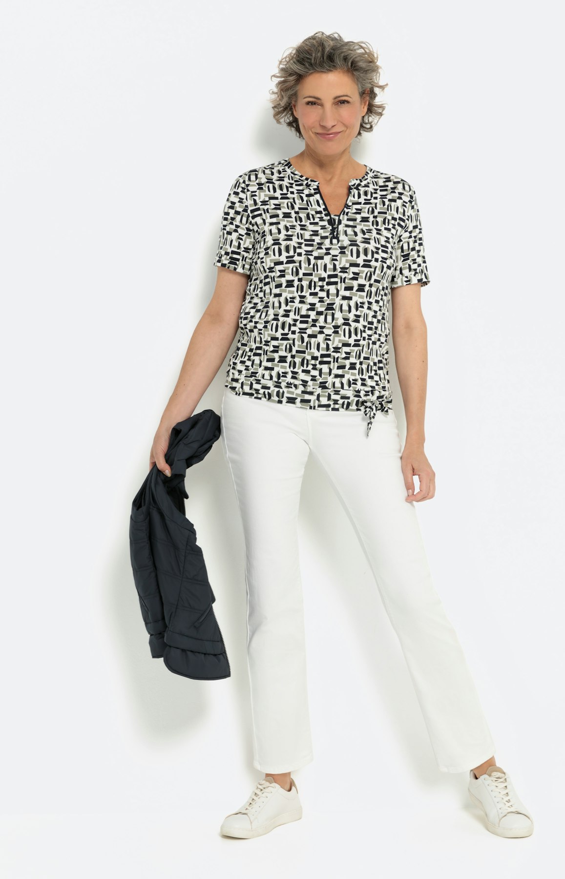 T-shirt met korte mouwen en knoopdetail