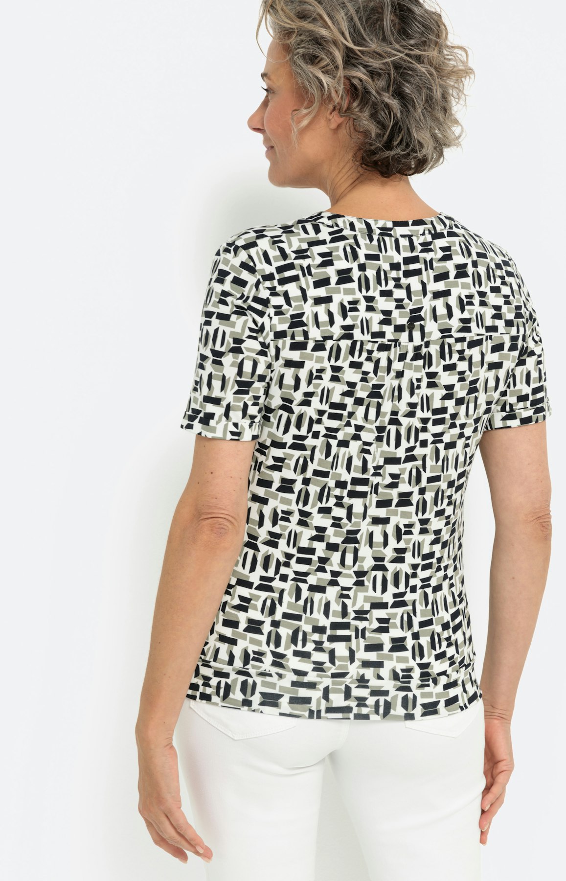 T-shirt met korte mouwen en knoopdetail