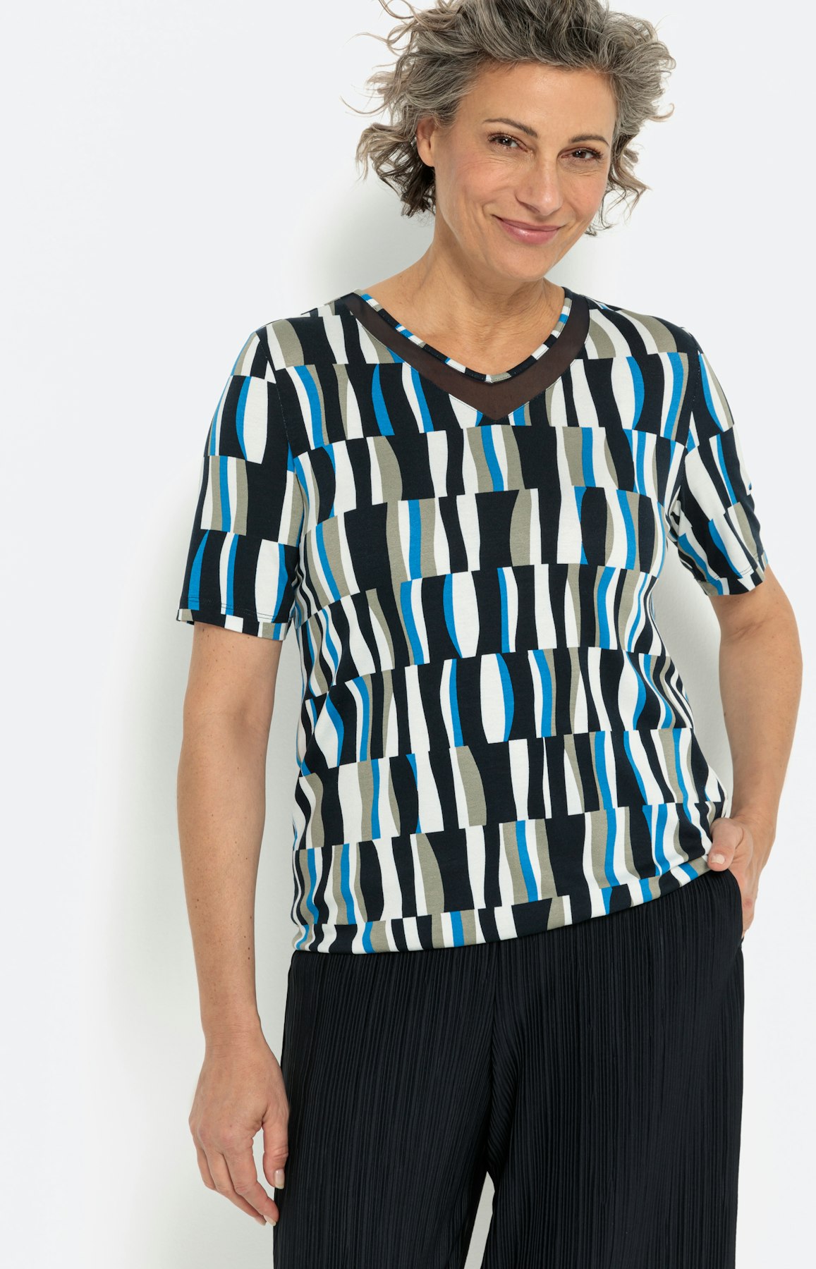 Shirt met korte mouwen en meshinzet