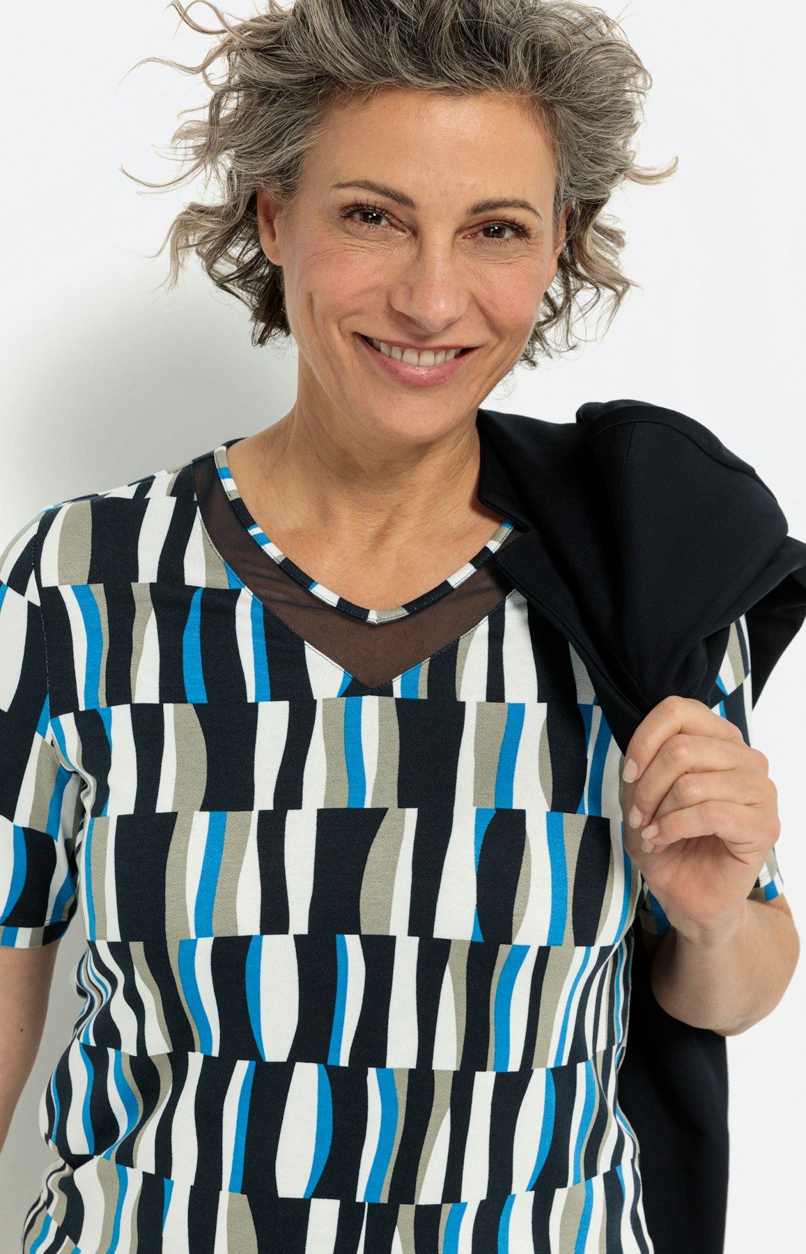 Shirt met korte mouwen en meshinzet