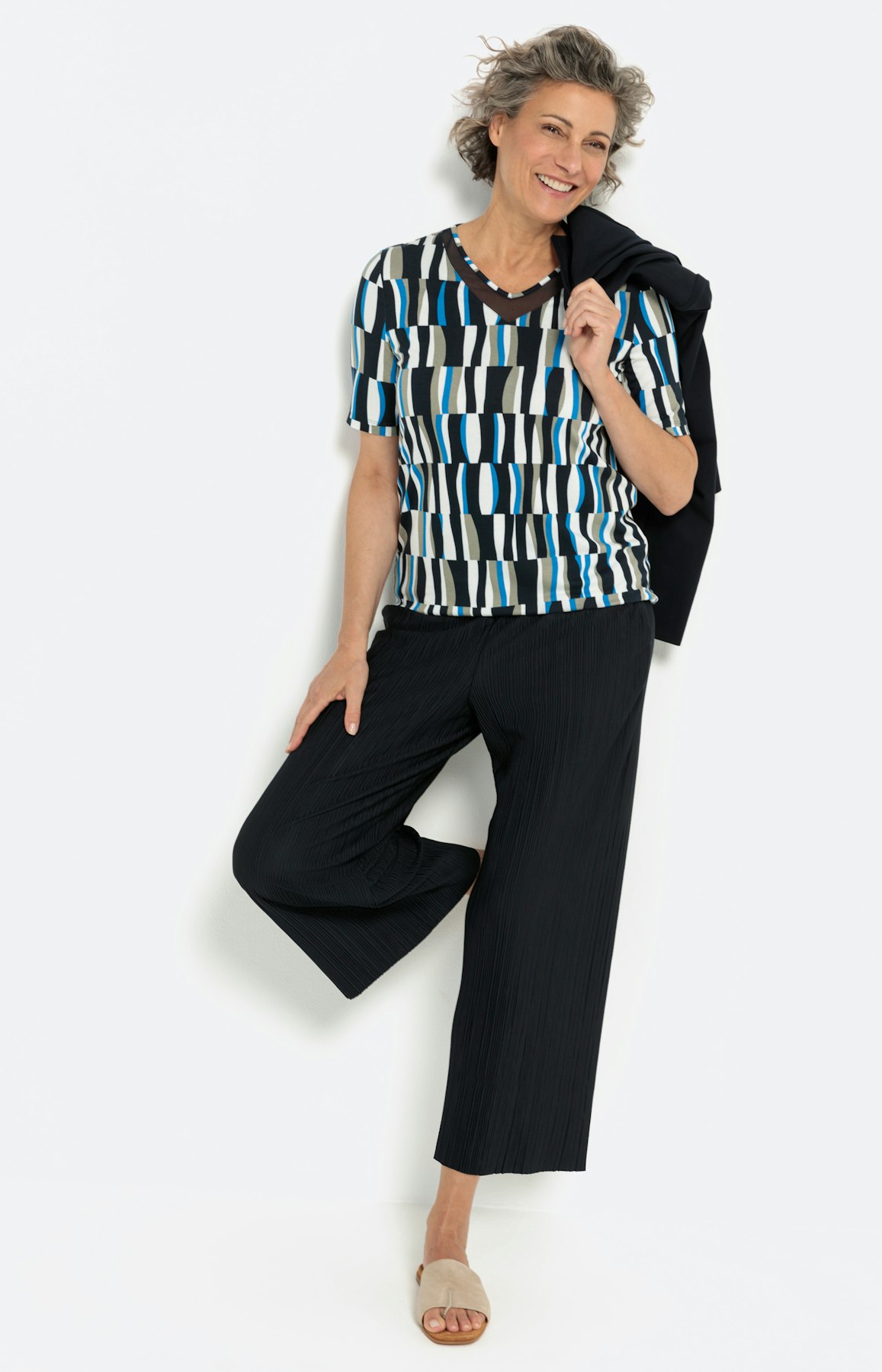 Shirt met korte mouwen en meshinzet