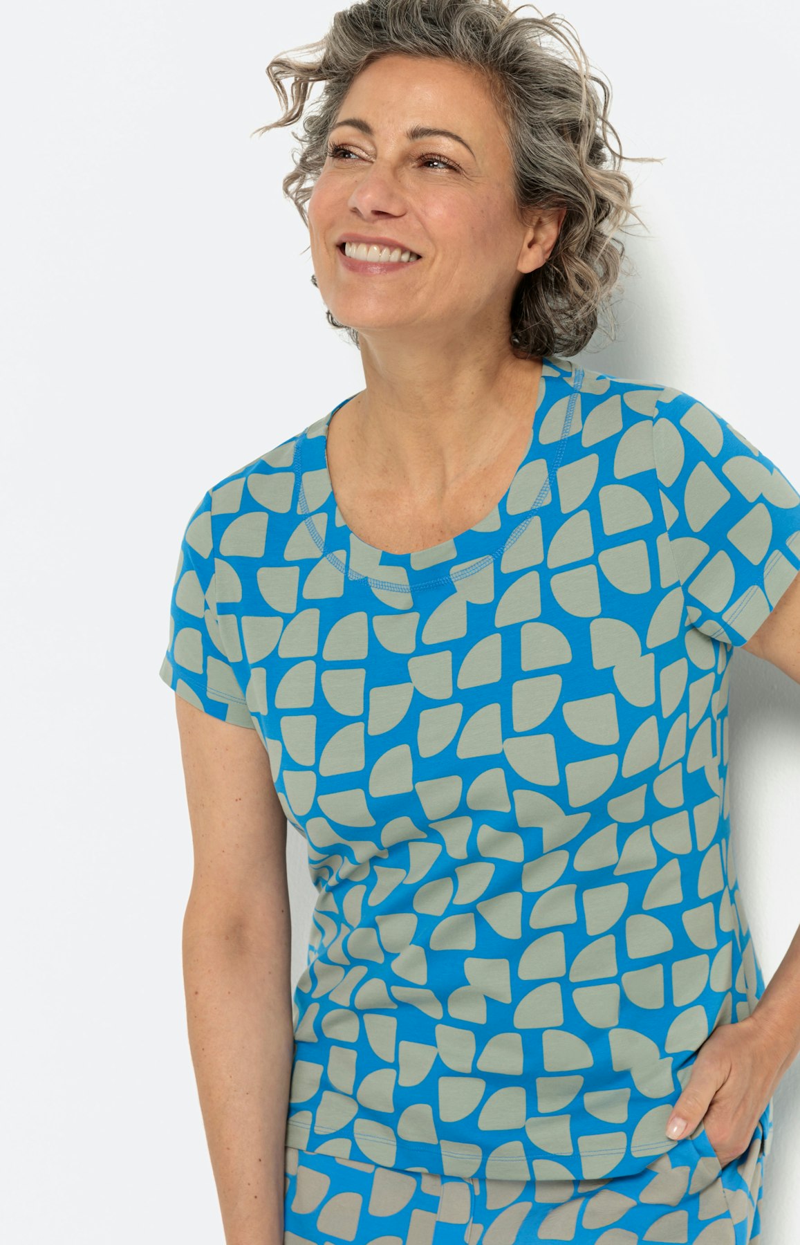 T-Shirt zum Set, türkis khaki