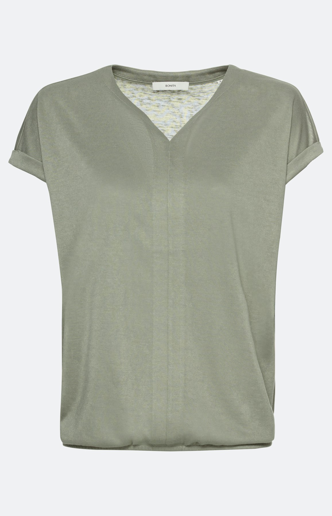 T-Shirt mit Elastiksaum, khaki