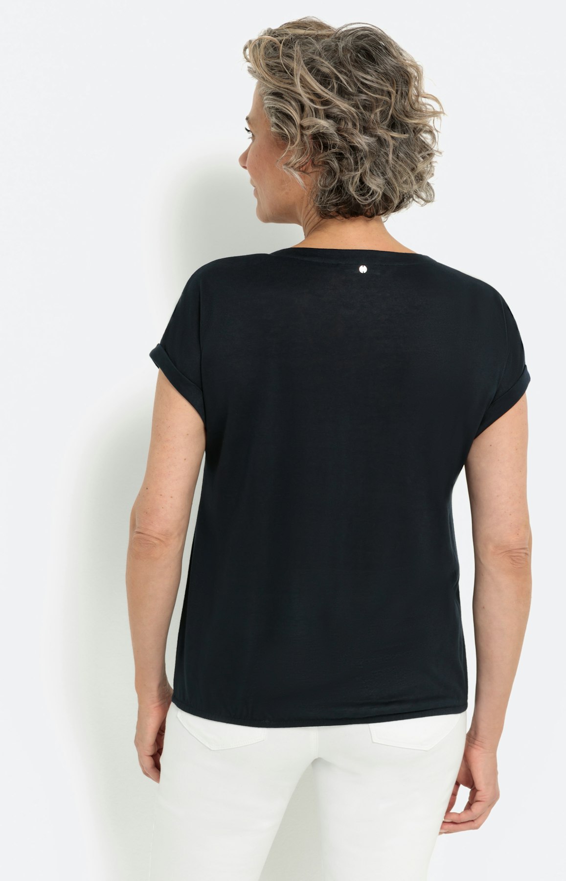 T-Shirt mit Elastiksaum, navi