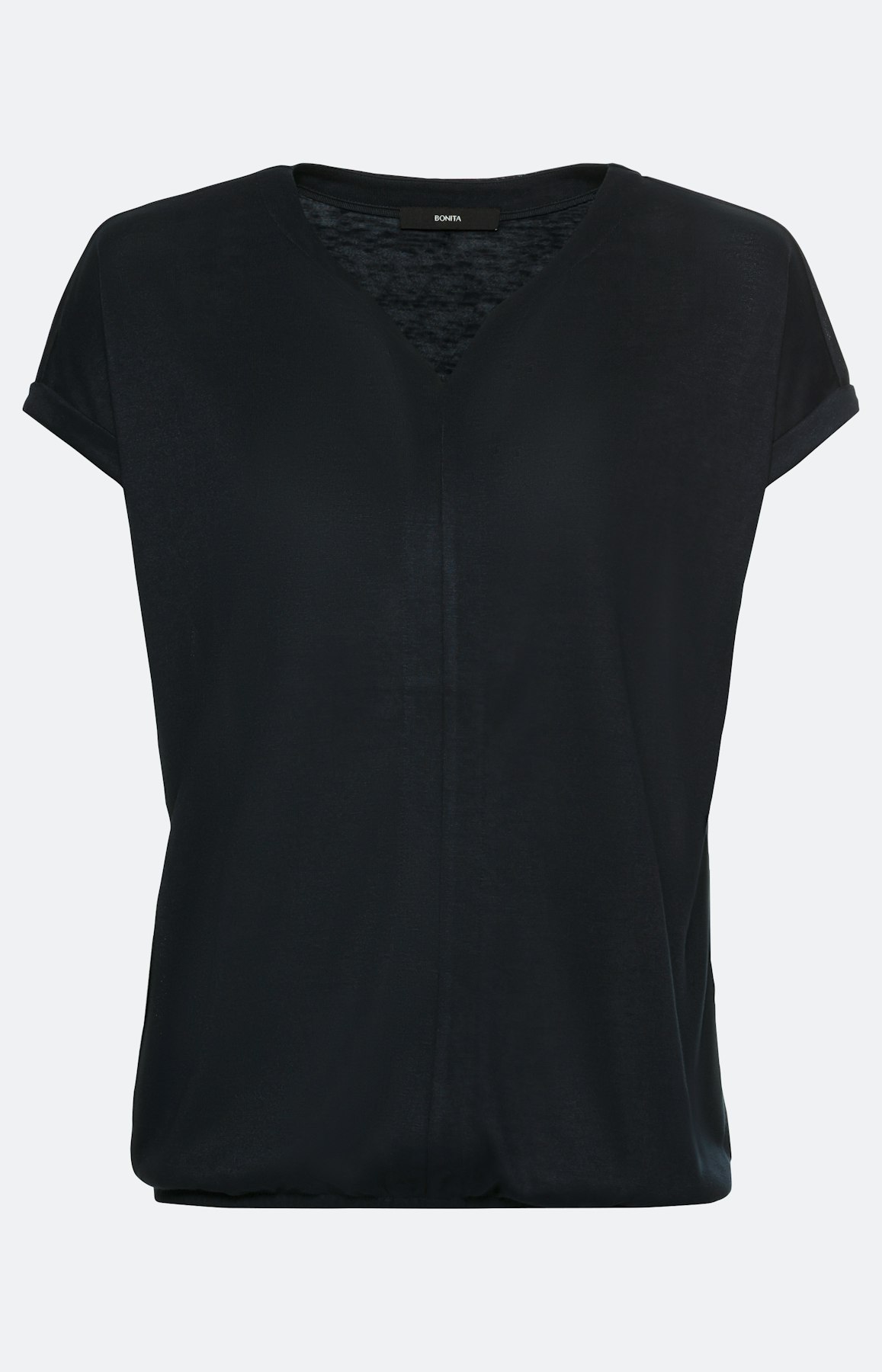 T-Shirt mit Elastiksaum, navi