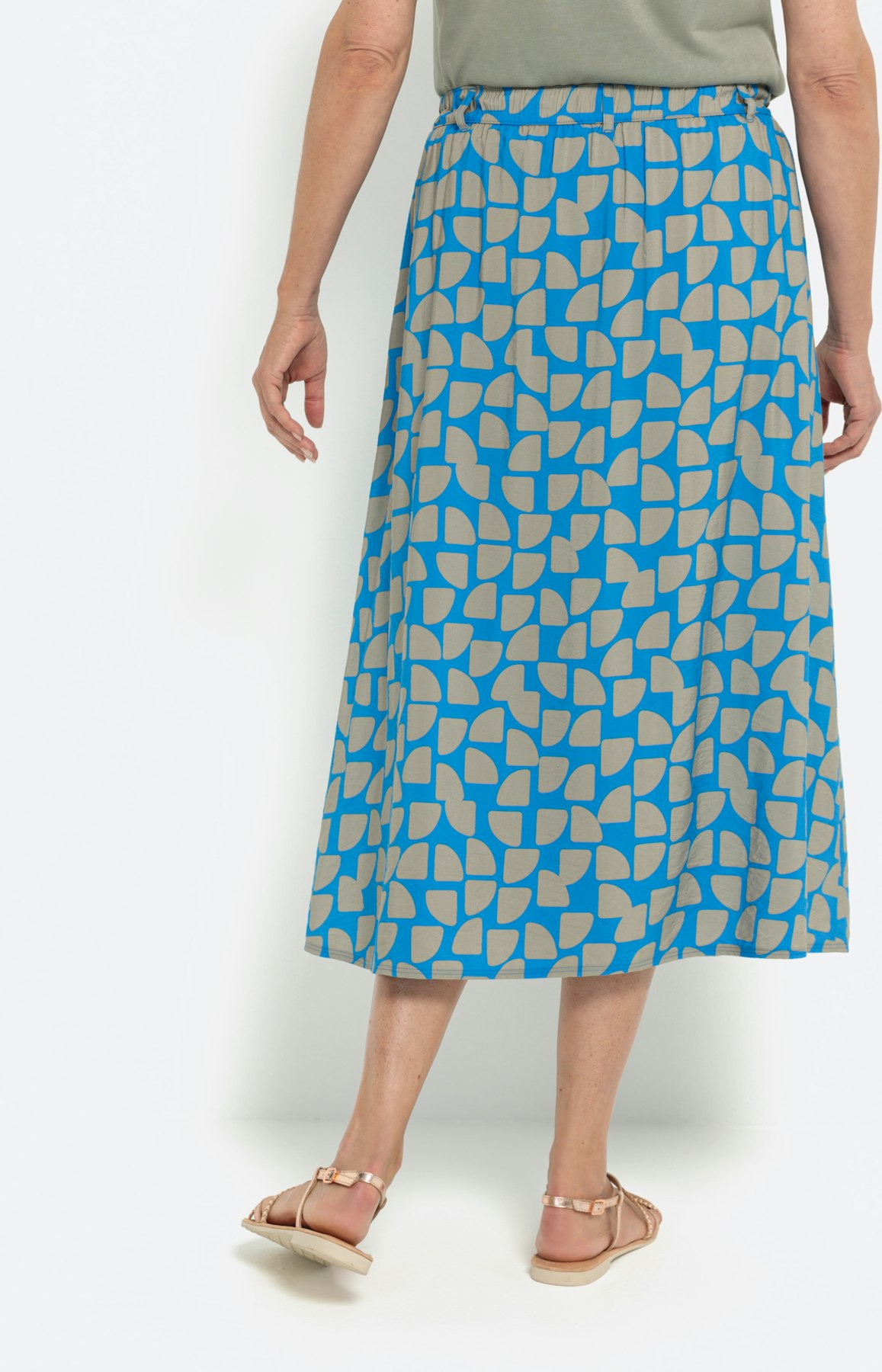 Rock mit Print, Set, türkis khaki