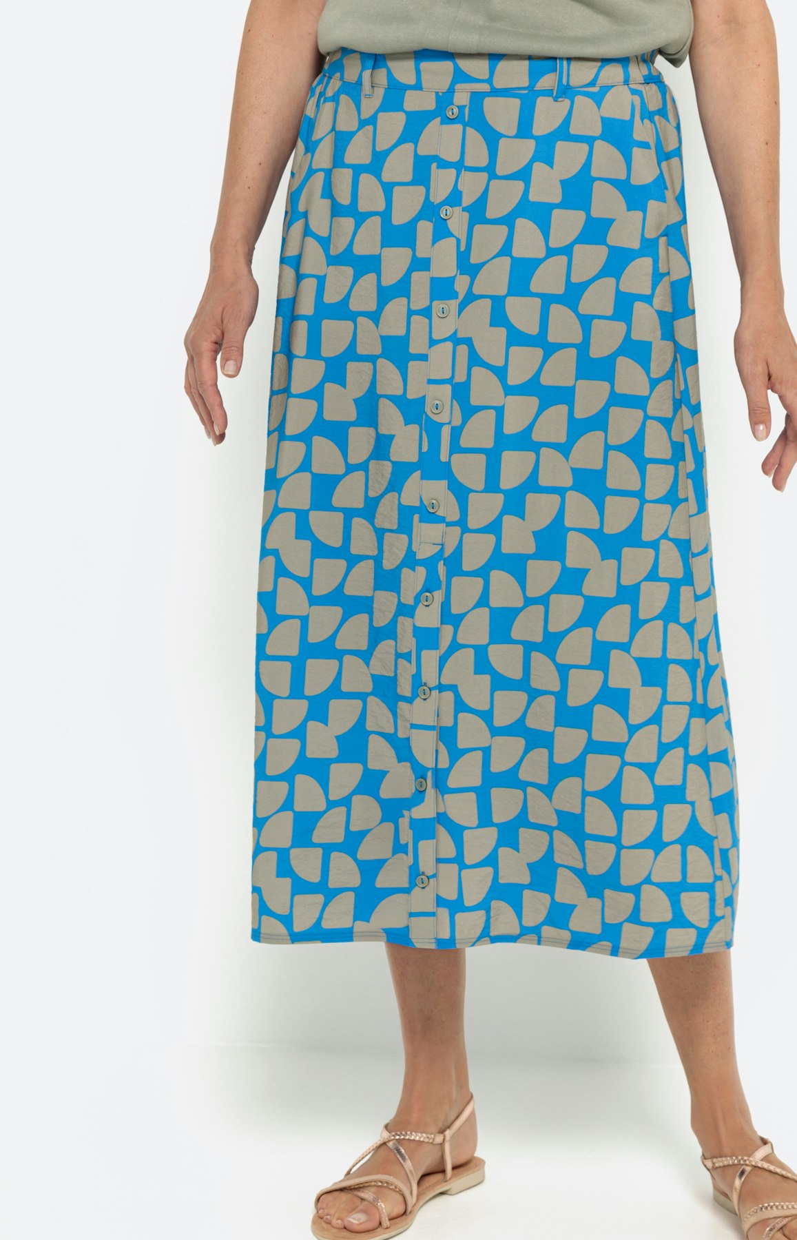 Rock mit Print, Set, türkis khaki