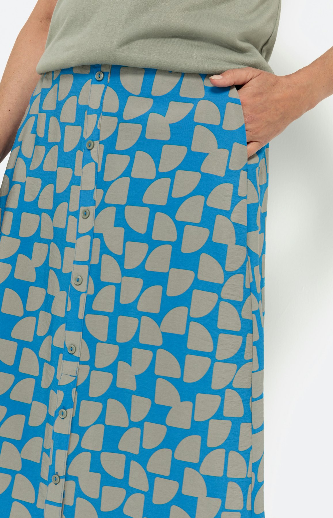 Rock mit Print, Set, türkis khaki